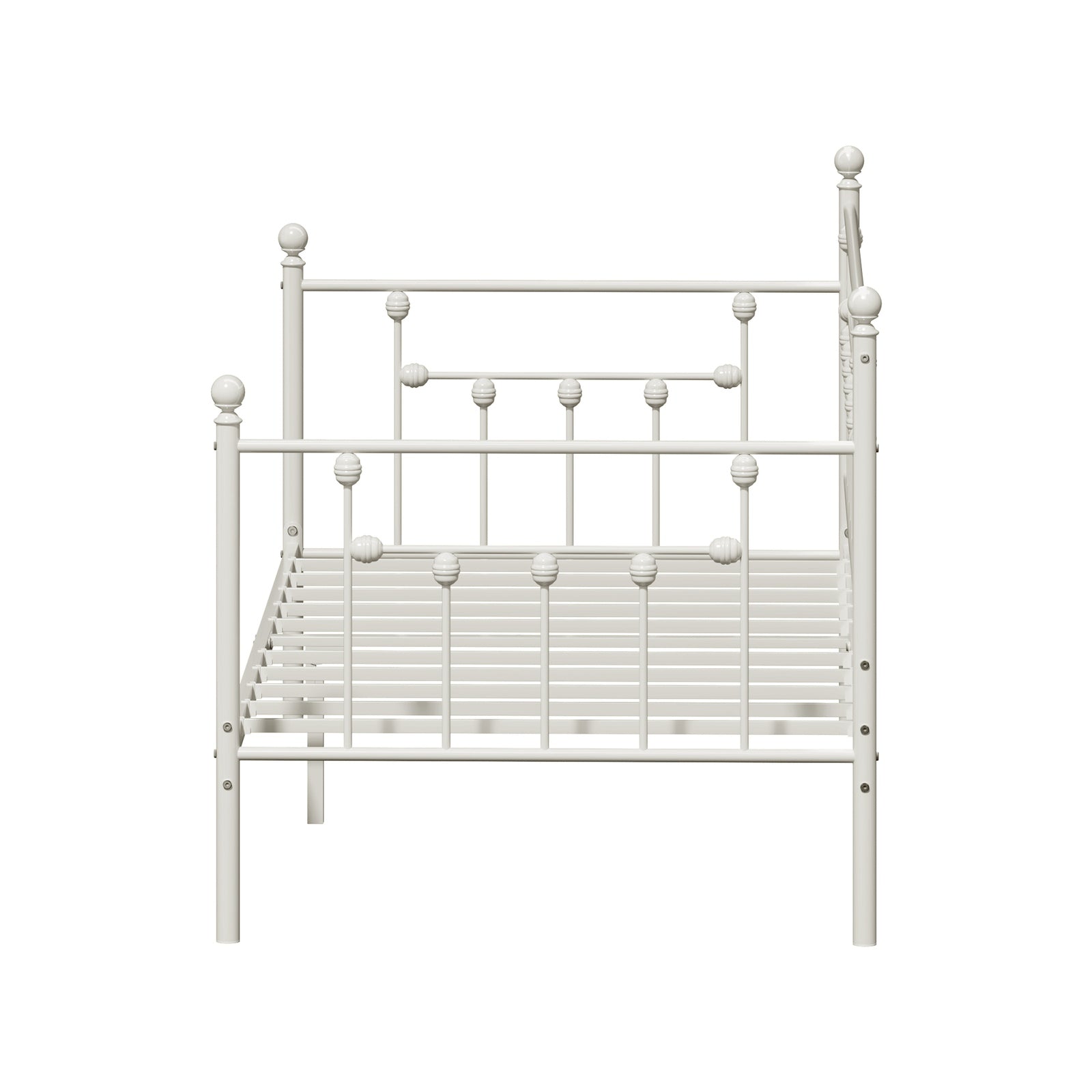 Oikiture Metal Daybed Frame Single Size Steel Slat Support Sofa Bed Beige