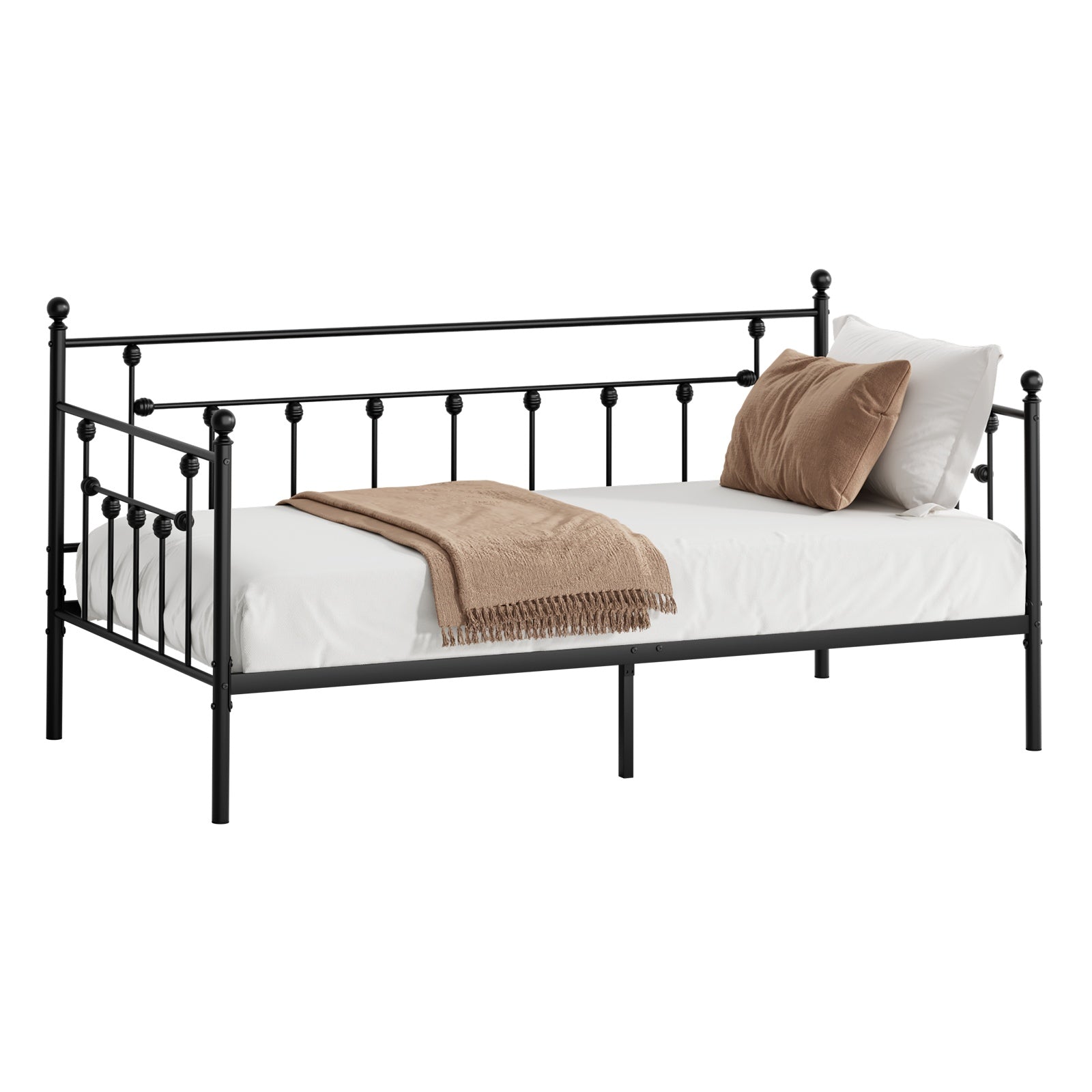 Oikiture Metal Daybed Frame Single Size Sofa Bed Base Steel Slat Suppor