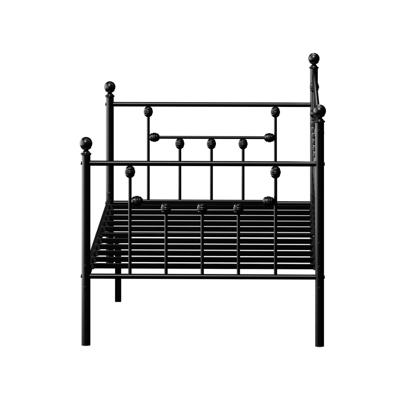 Oikiture Metal Daybed Frame Single Size Steel Slat Support Sofa Bed Black