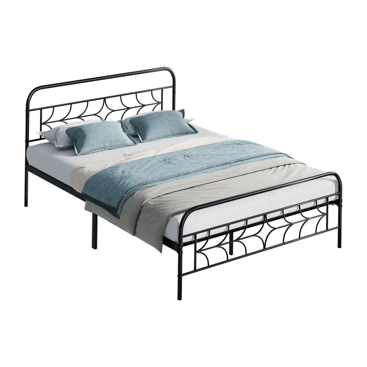 Oikiture Queen Bed Frame Metal Platform Bed Base with Sparkling Star Headboard