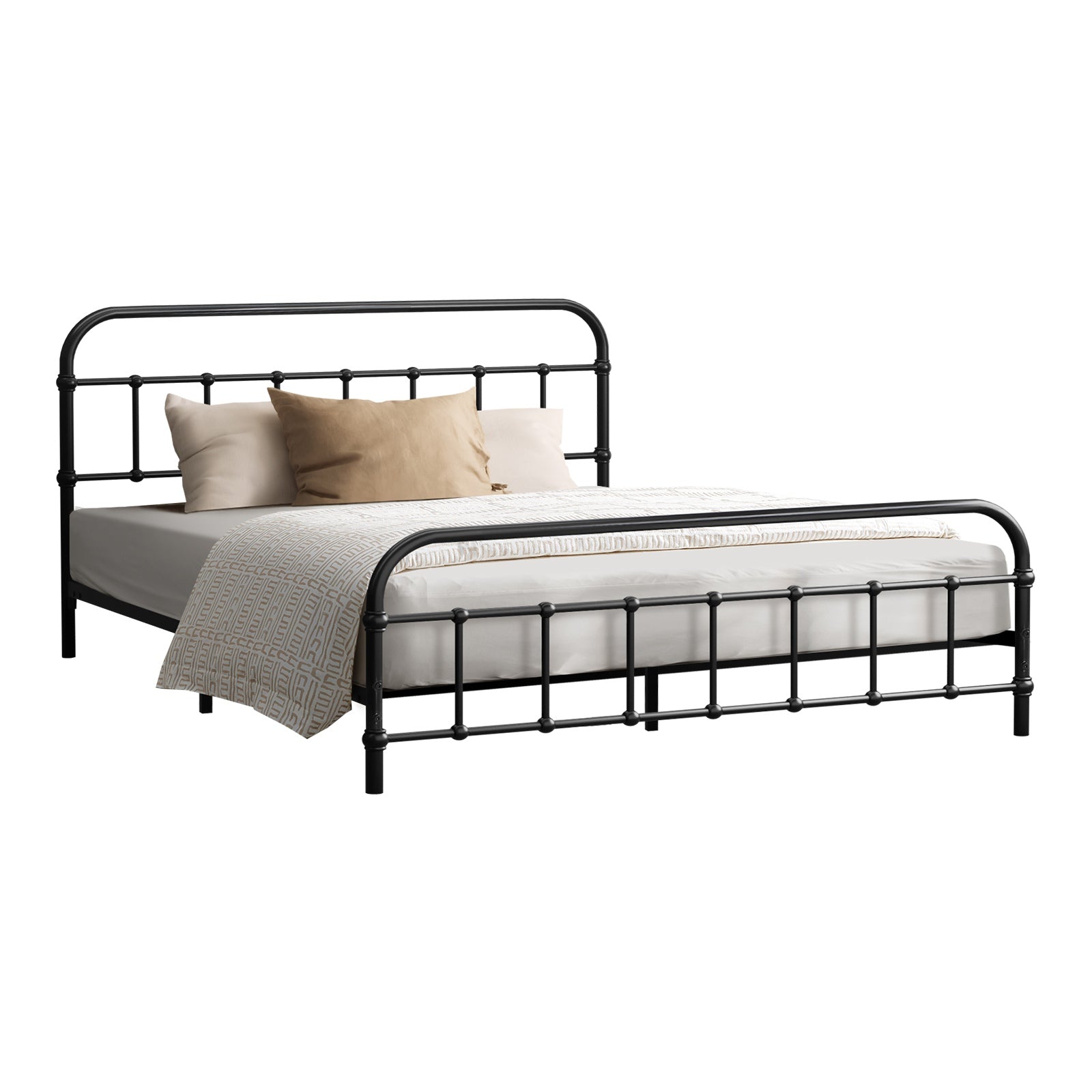 Oikiture Metal Bed Frame Queen Double King Single Size Metal Bed Base Platform