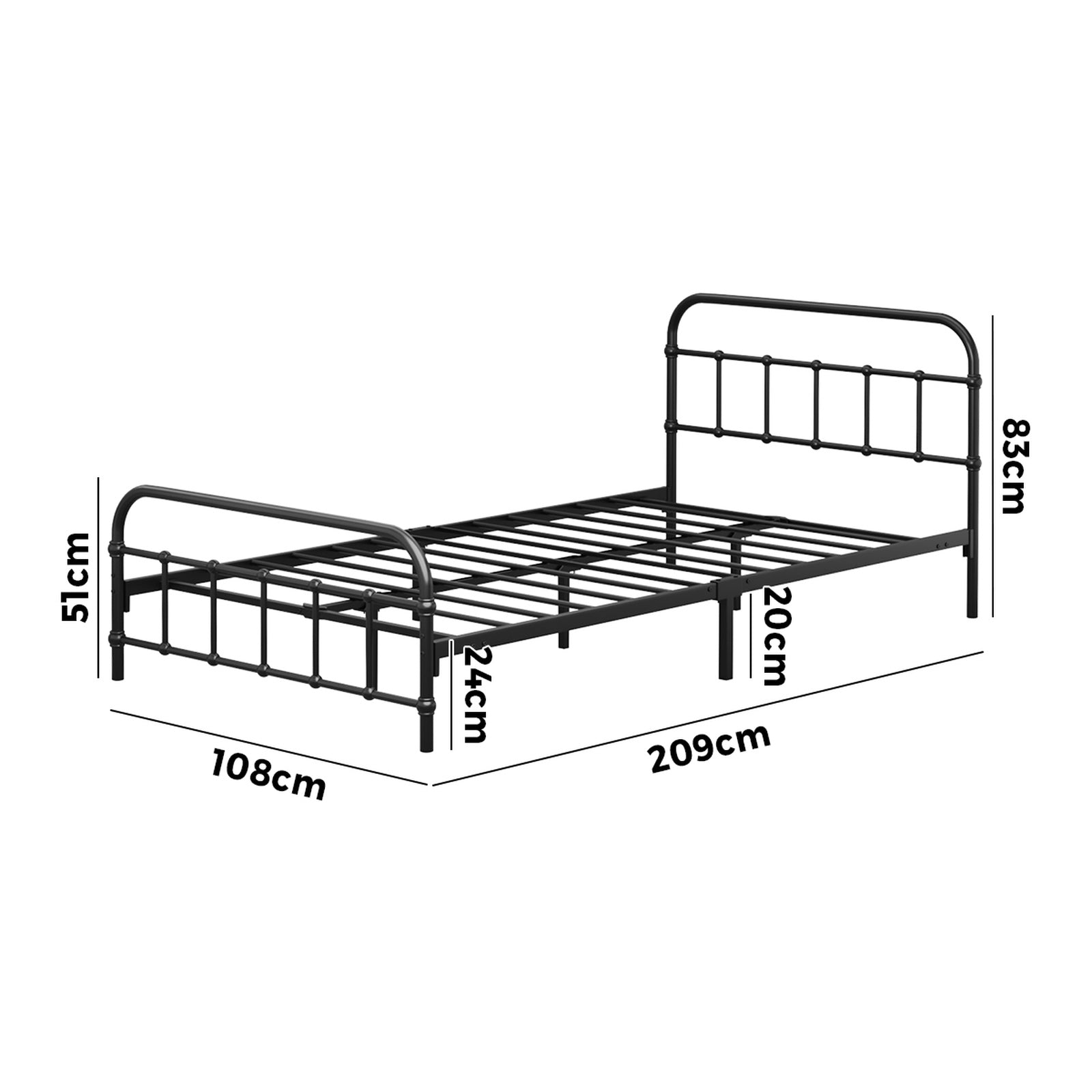 Oikiture Metal Bed Frame King Single Size Bed Base Platform