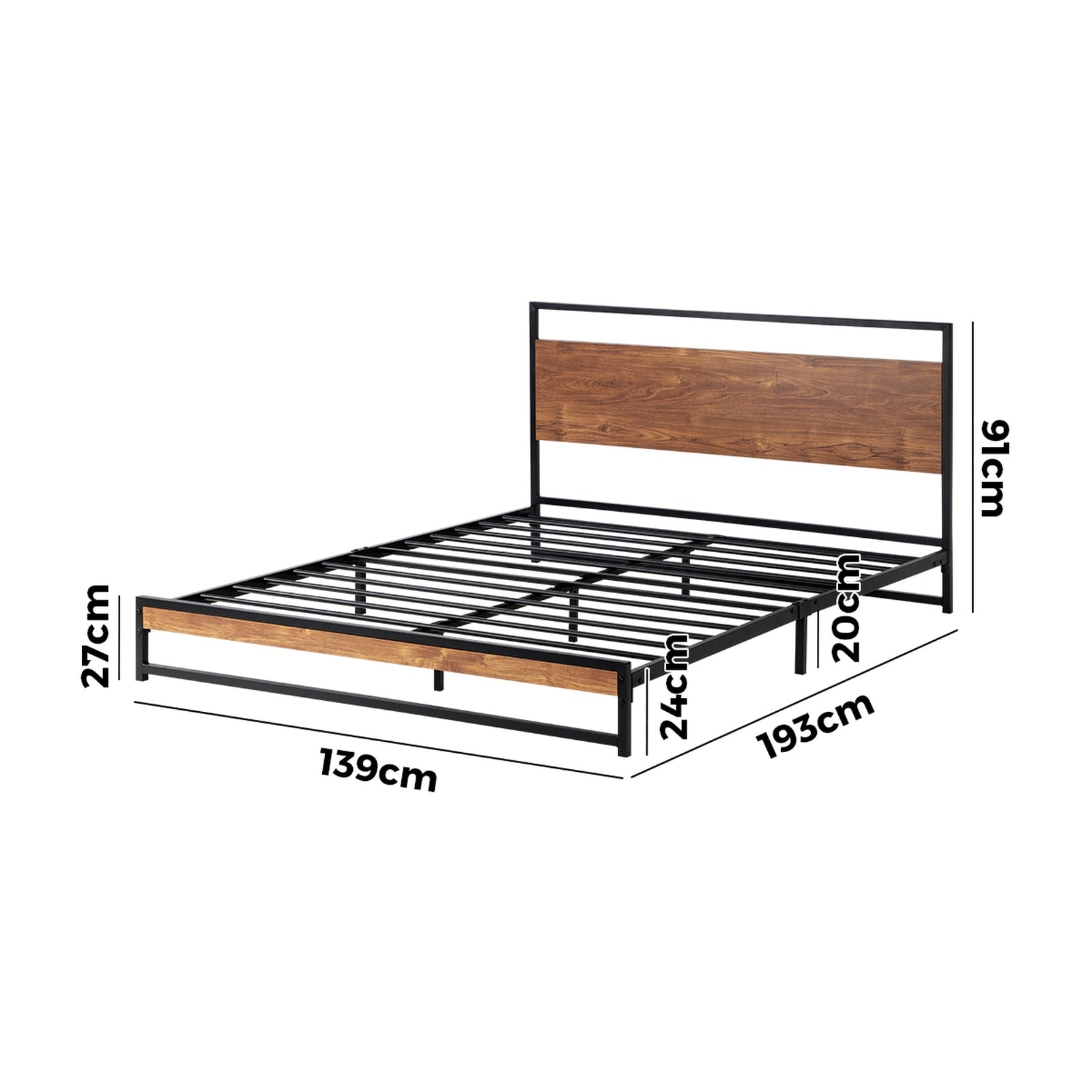 Oikiture Metal Bed Frame Double Size Beds Base Platform Wood
