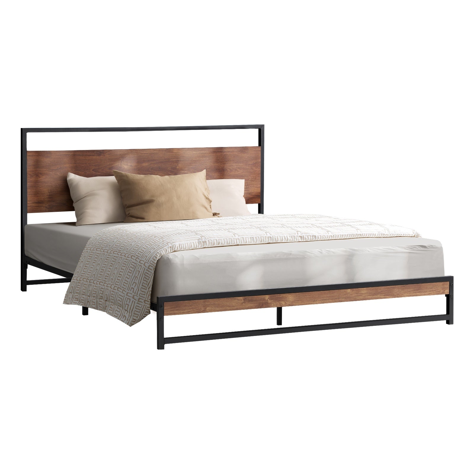 Oikiture Metal Bed Frame Double Size Beds Base Platform Wood