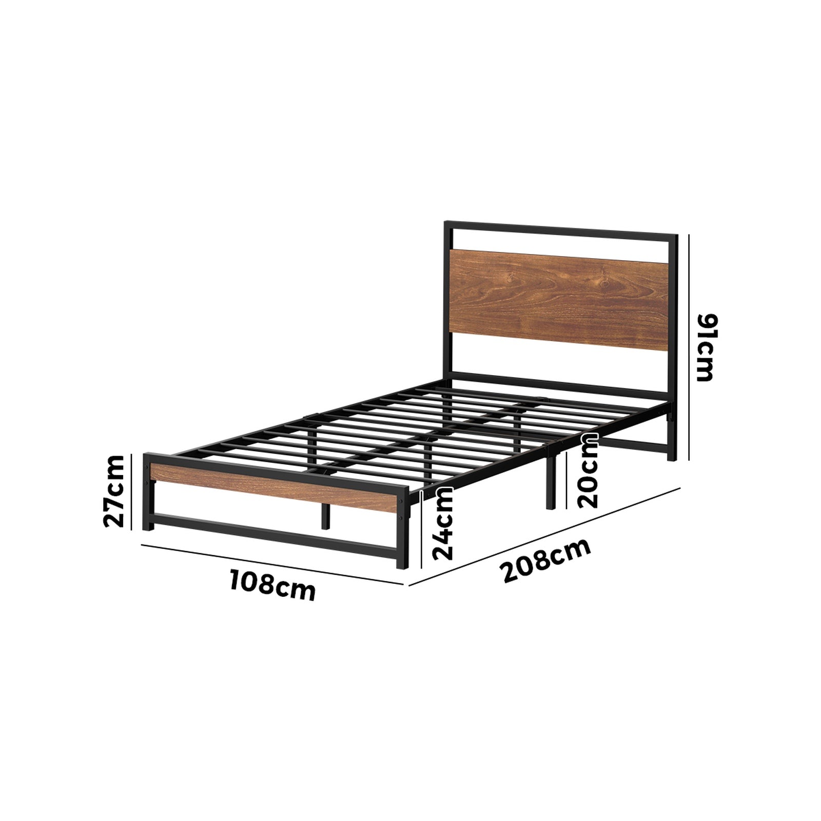 Oikiture Metal Bed Frame King Single Size Beds Base Platform Wood - Sunyee