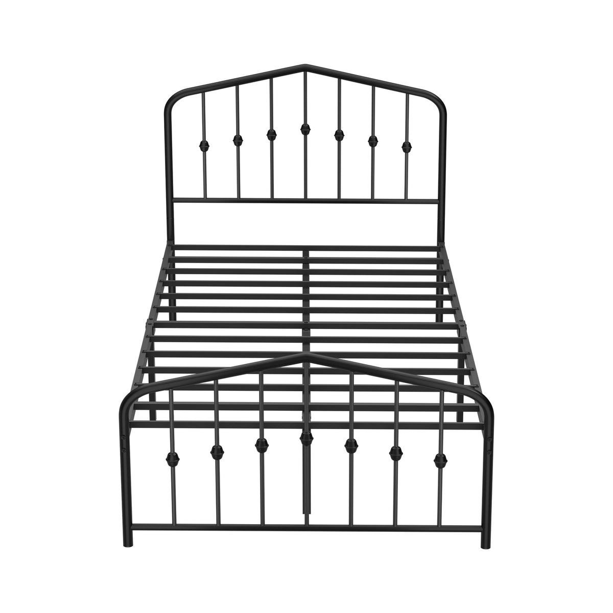 Oikiture King Single Metal Bed Frame Headboard Footboard Platform Bed Base Black