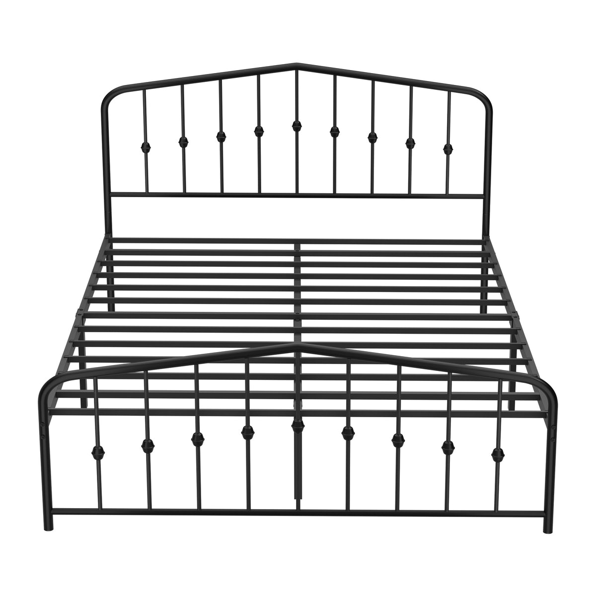 Oikiture Queen Metal Bed Frame with Headboard Footboard Platform Bed Base Black