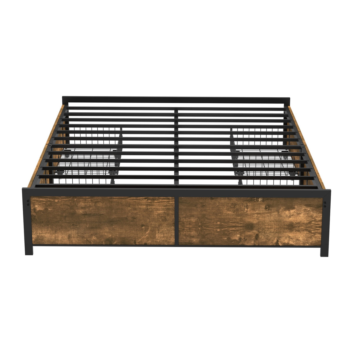 Oikiture Queen Metal Bed Frame with 4 Storage Drawers Platform Bed Base