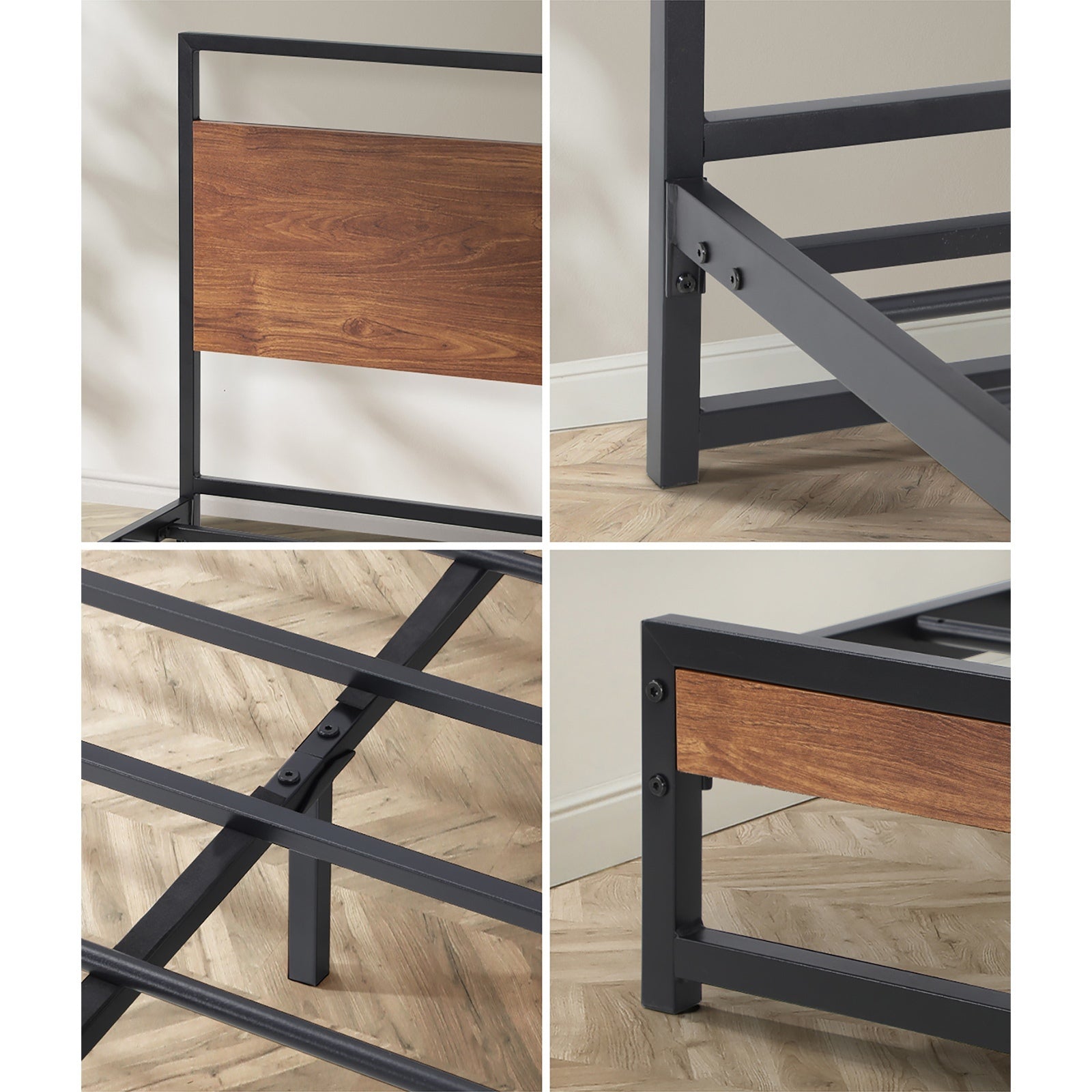 Oikiture Metal Bed Frame King Size Beds Base Platform Wood - Sunyee