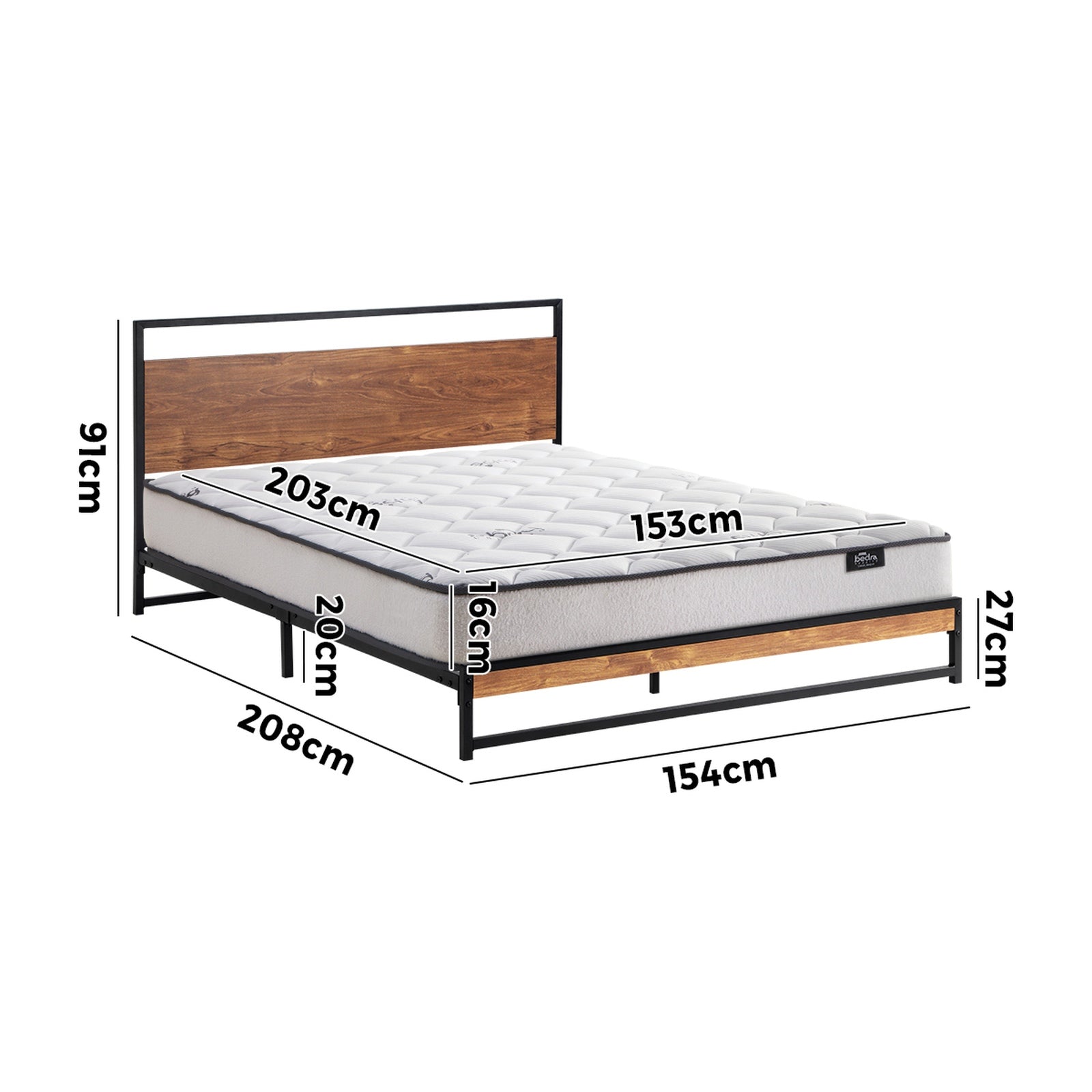 Oikiture Metal Bed Frame Queen Size Beds Platform with Mattress - Sunyee