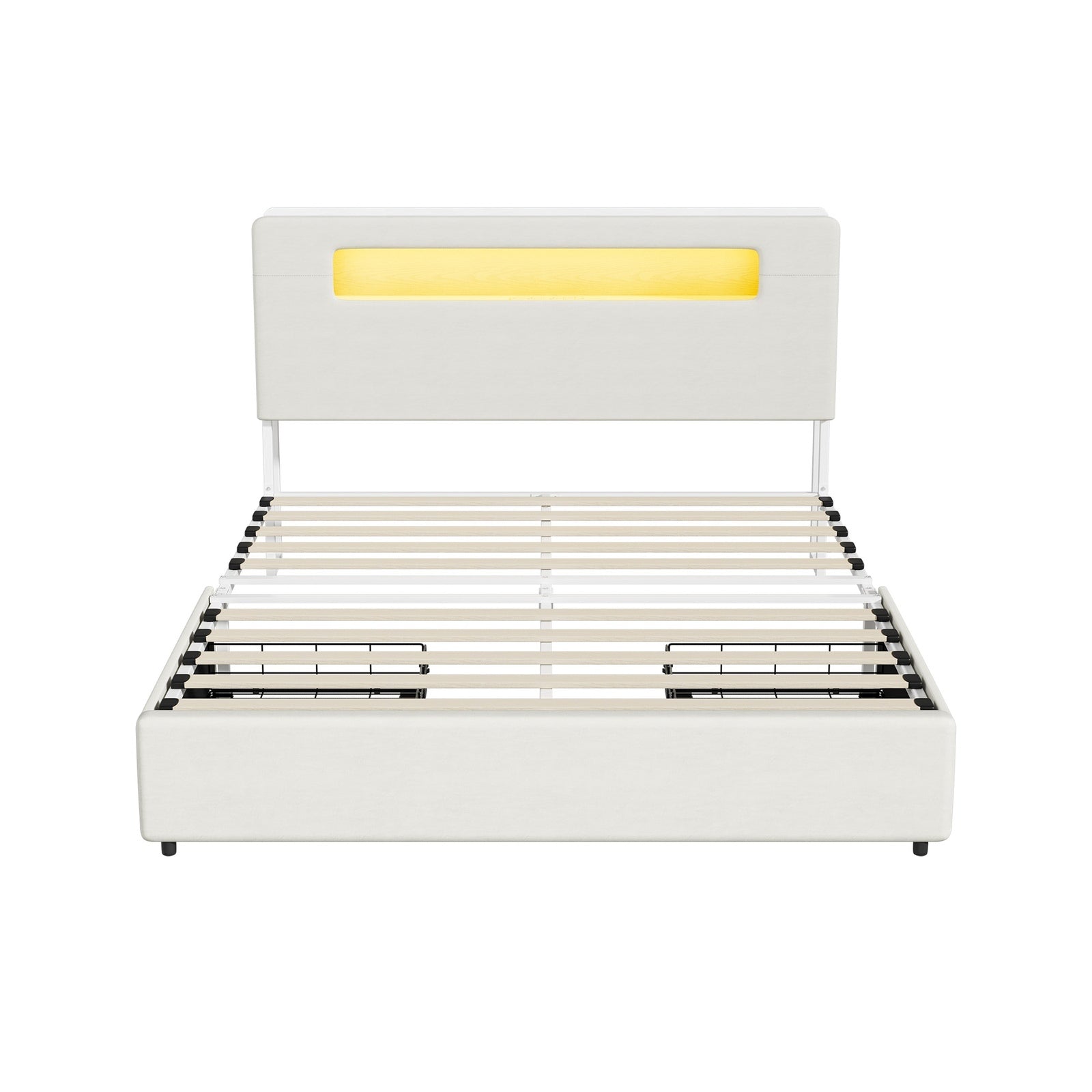 Oikiture Bed Frame 2 Drawers Double Size with LED Charging Storage Bedhead - Sunyee