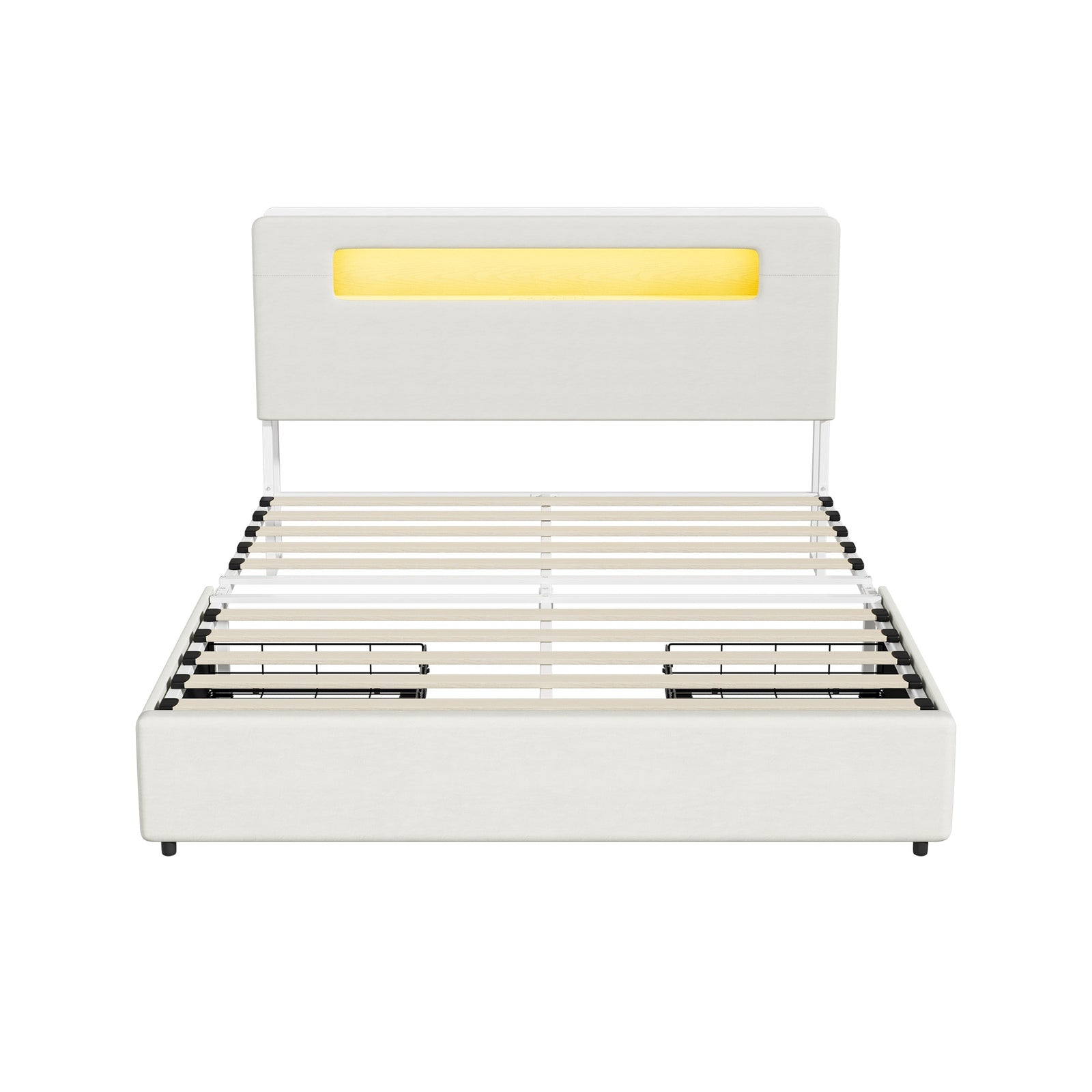 Oikiture Bed Frame 2 Drawers Double Size with LED Charging Storage Bedhead - Sunyee