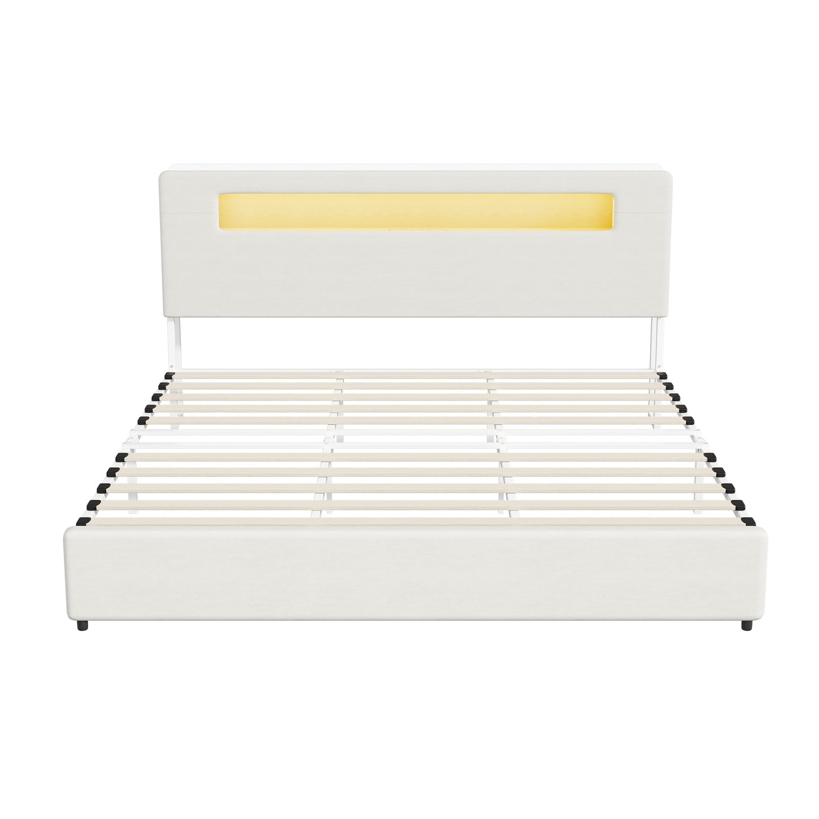 Oikiture Bed Frame King Size with LED Lights USB Charging Storage Headboad - Sunyee