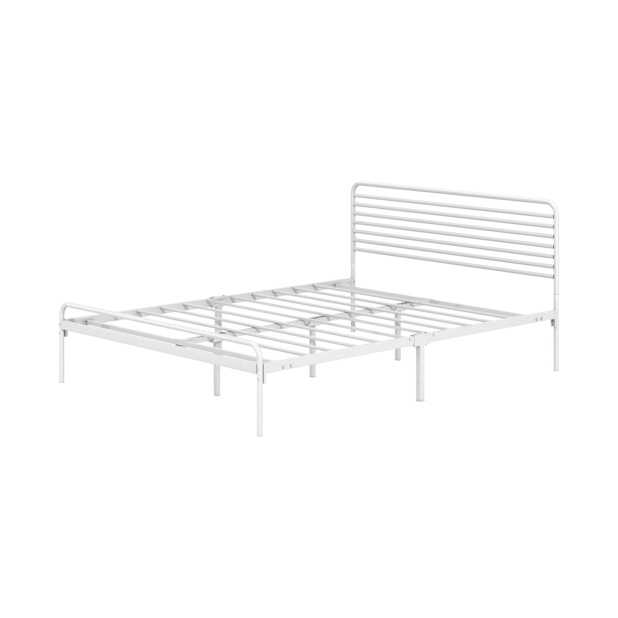Oikiture Metal Bed Frame Double Size Bed Base Beds Platform White - Sunyee