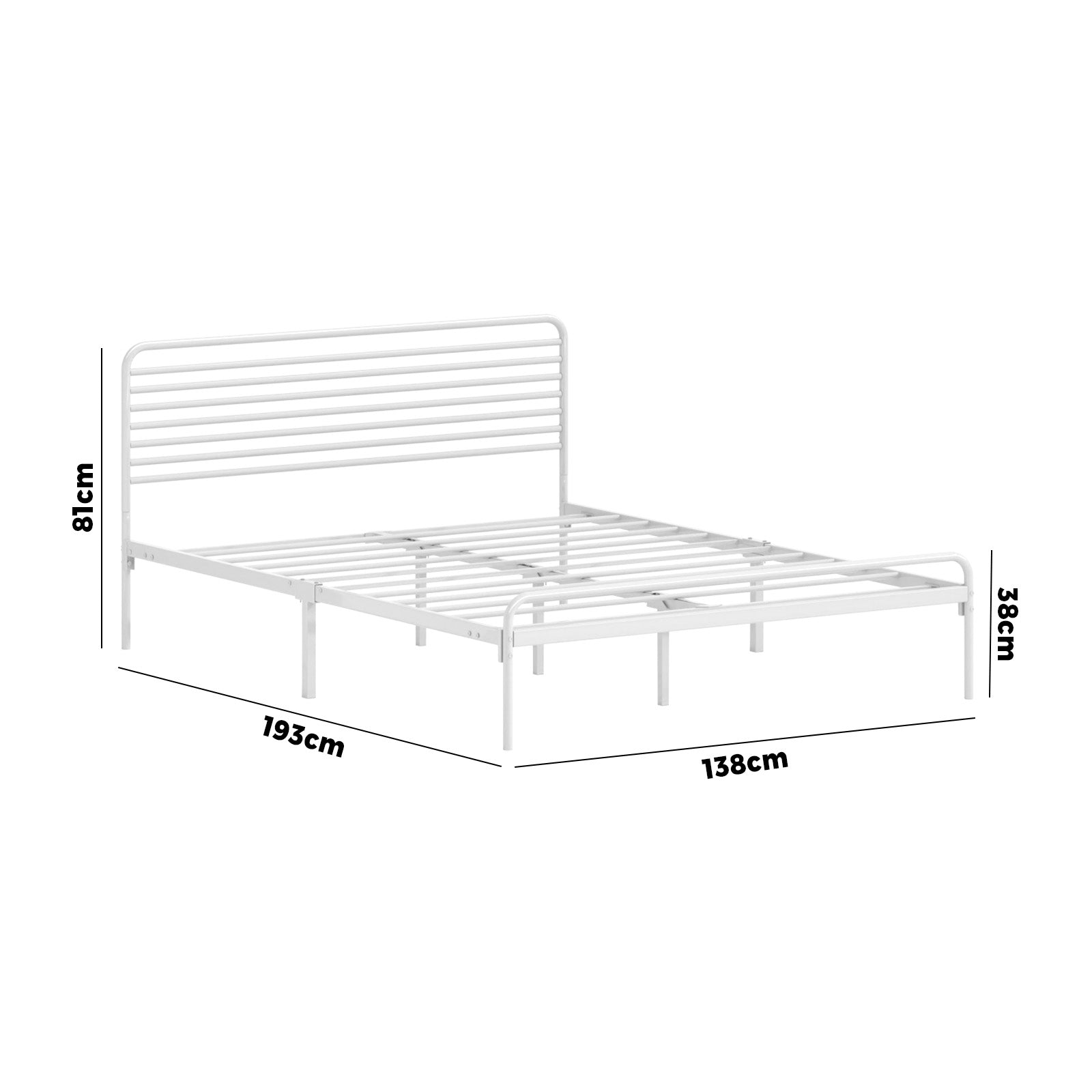 Oikiture Metal Bed Frame Double Size Bed Base Beds Platform White - Sunyee