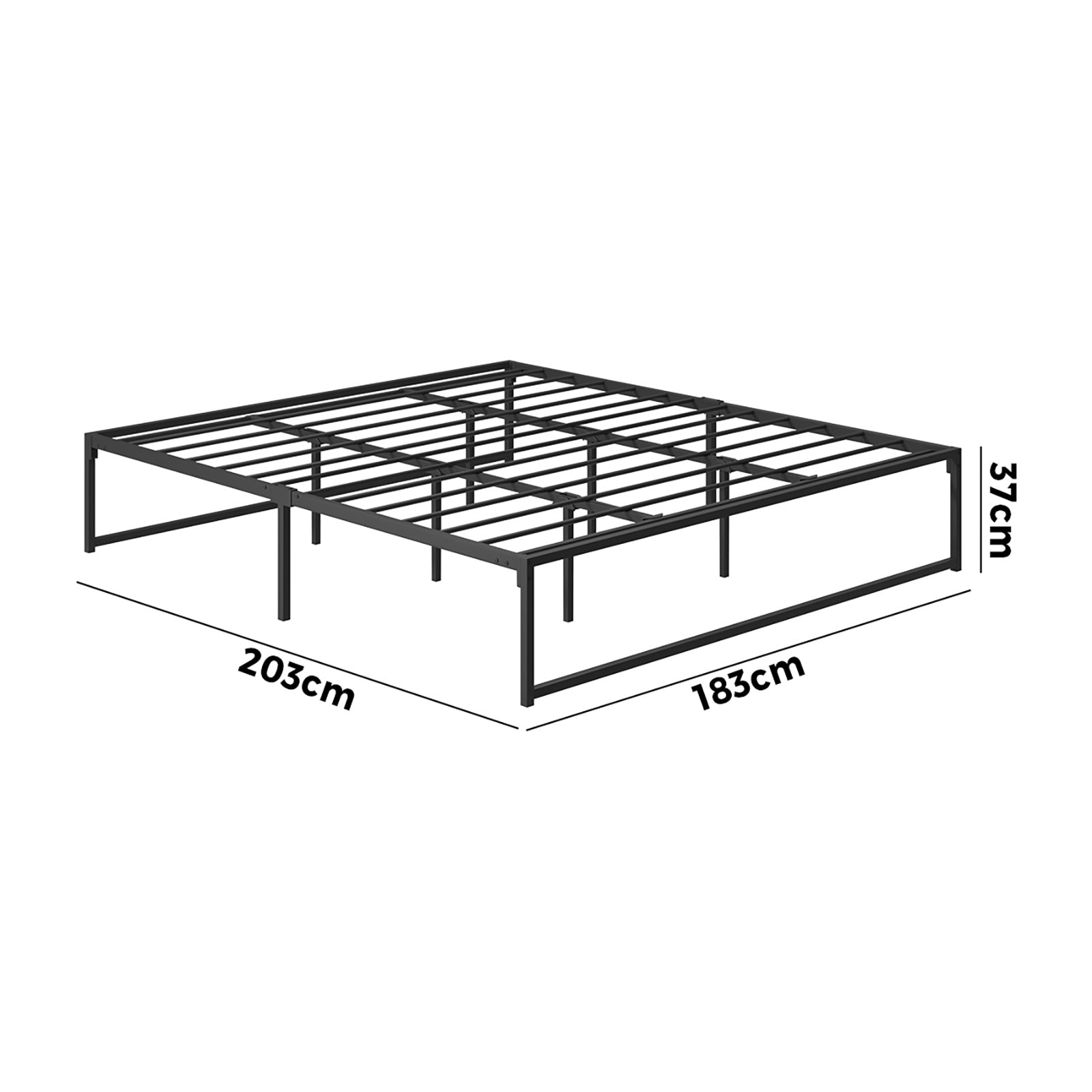 Oikiture Metal Bed Frame King Size Beds Base Platform Black - Sunyee