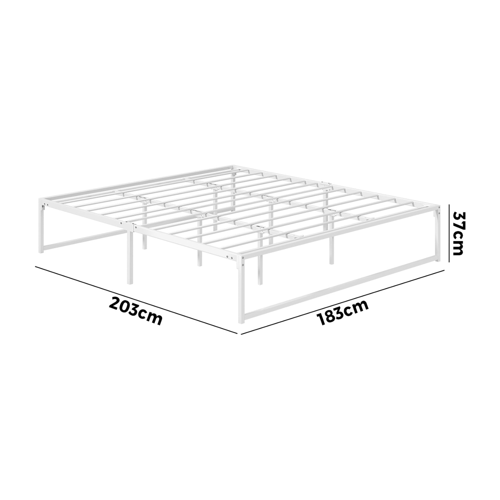 Oikiture Metal Bed Frame KIng Size Beds Base Platform White - Sunyee