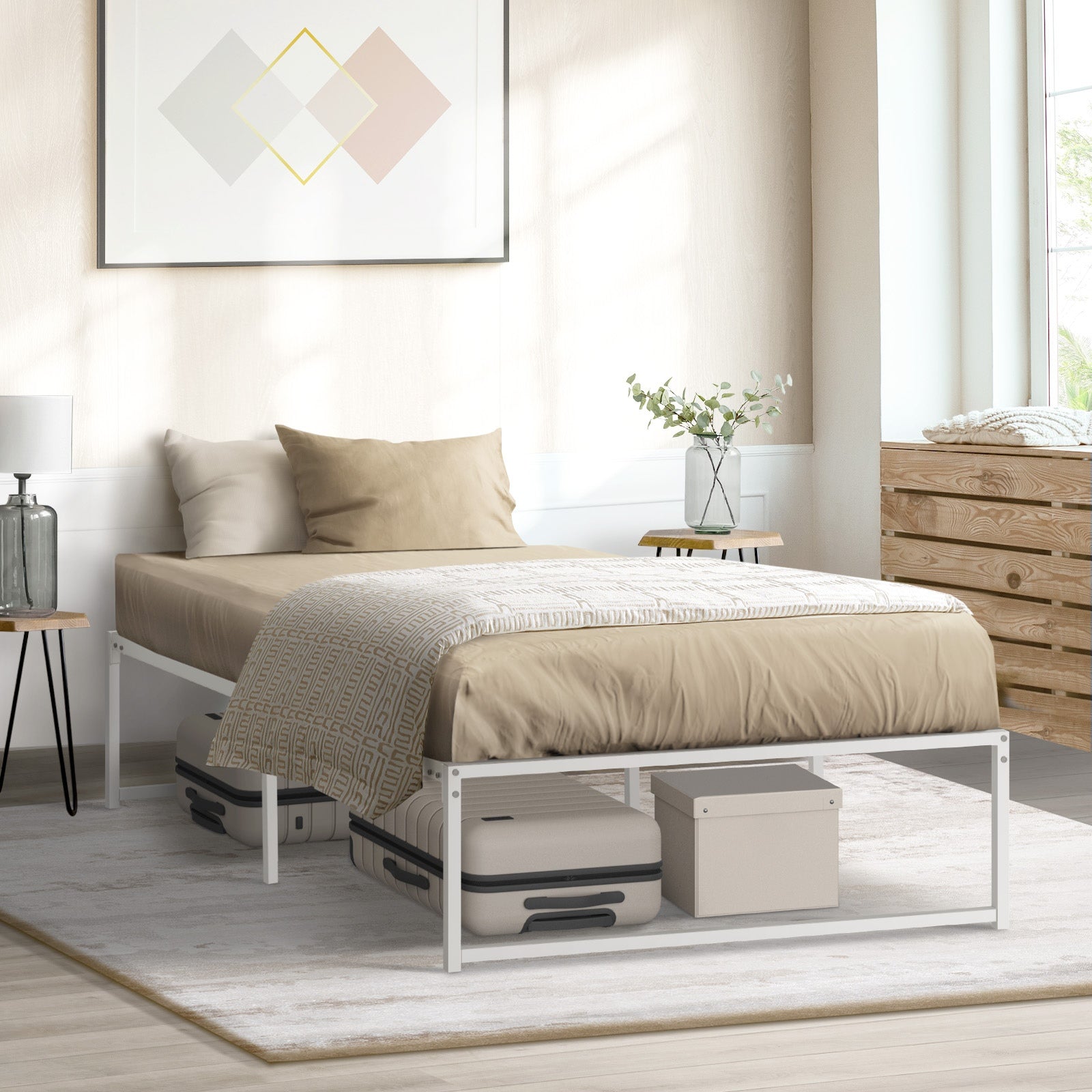 Oikiture Metal Bed Frame Queen Double King Single Beds Base Platform SAM - Sunyee