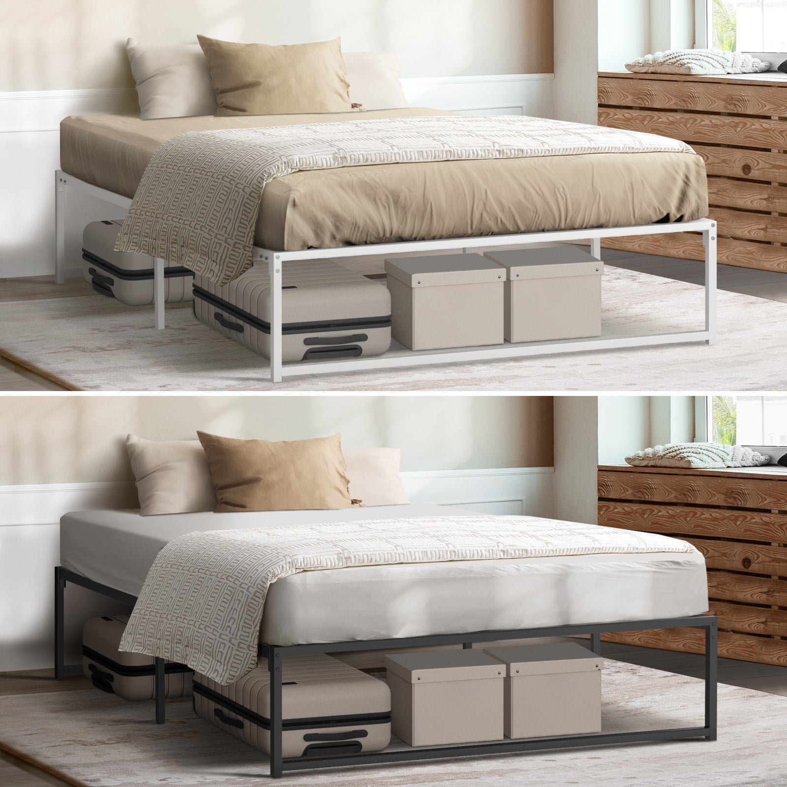 Oikiture Metal Bed Frame Queen Double King Single Beds Base Platform SAM - Sunyee