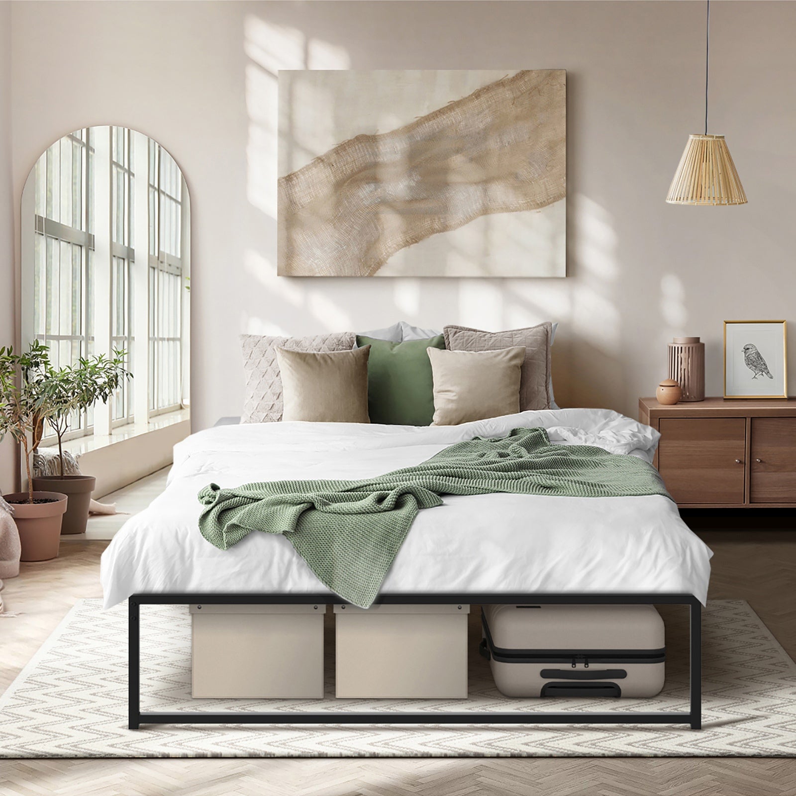 Oikiture Metal Bed Frame Queen Double King Single Beds Base Platform SAM - Sunyee