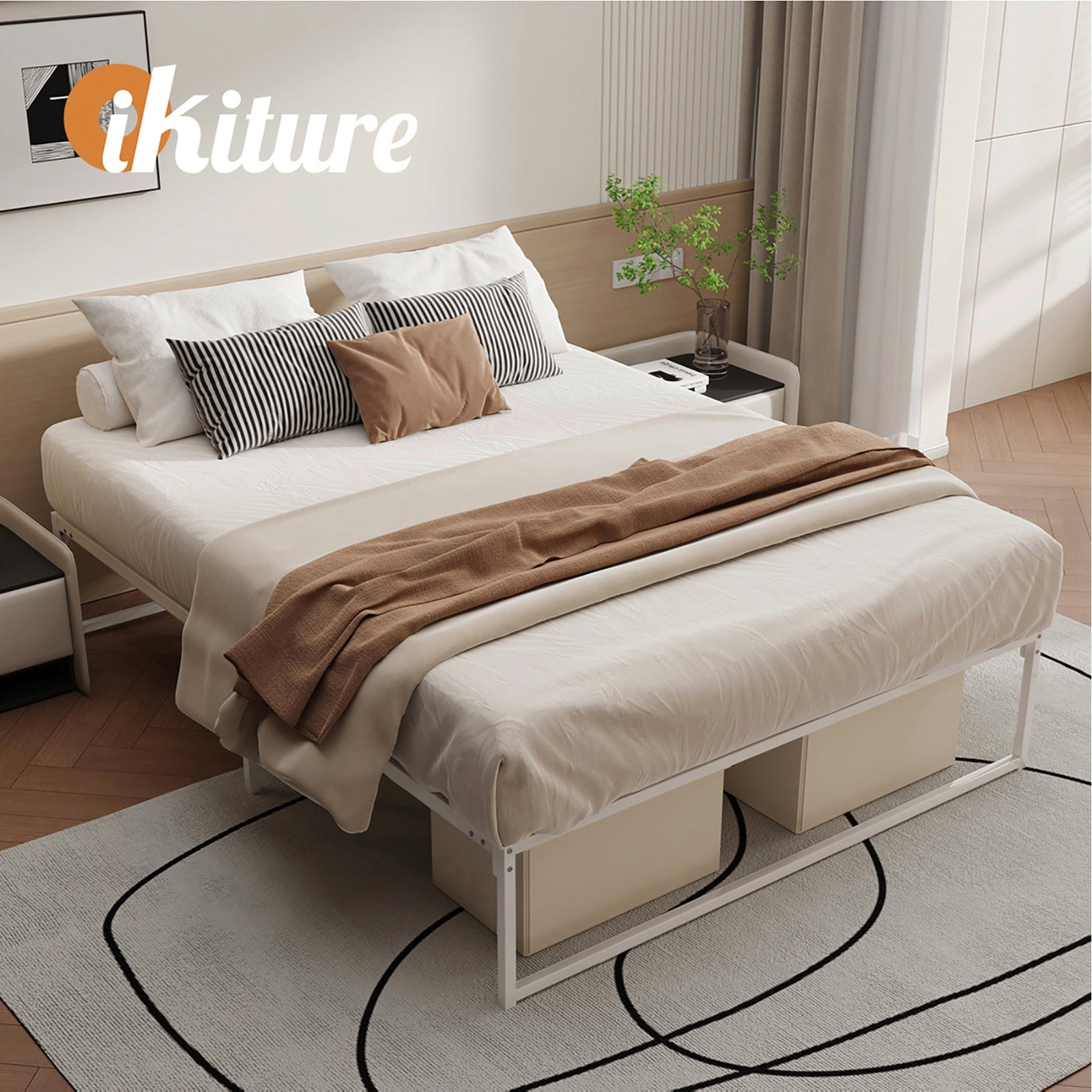 Oikiture Metal Bed Frame Queen Double King Single Beds Base Platform SAM - Sunyee