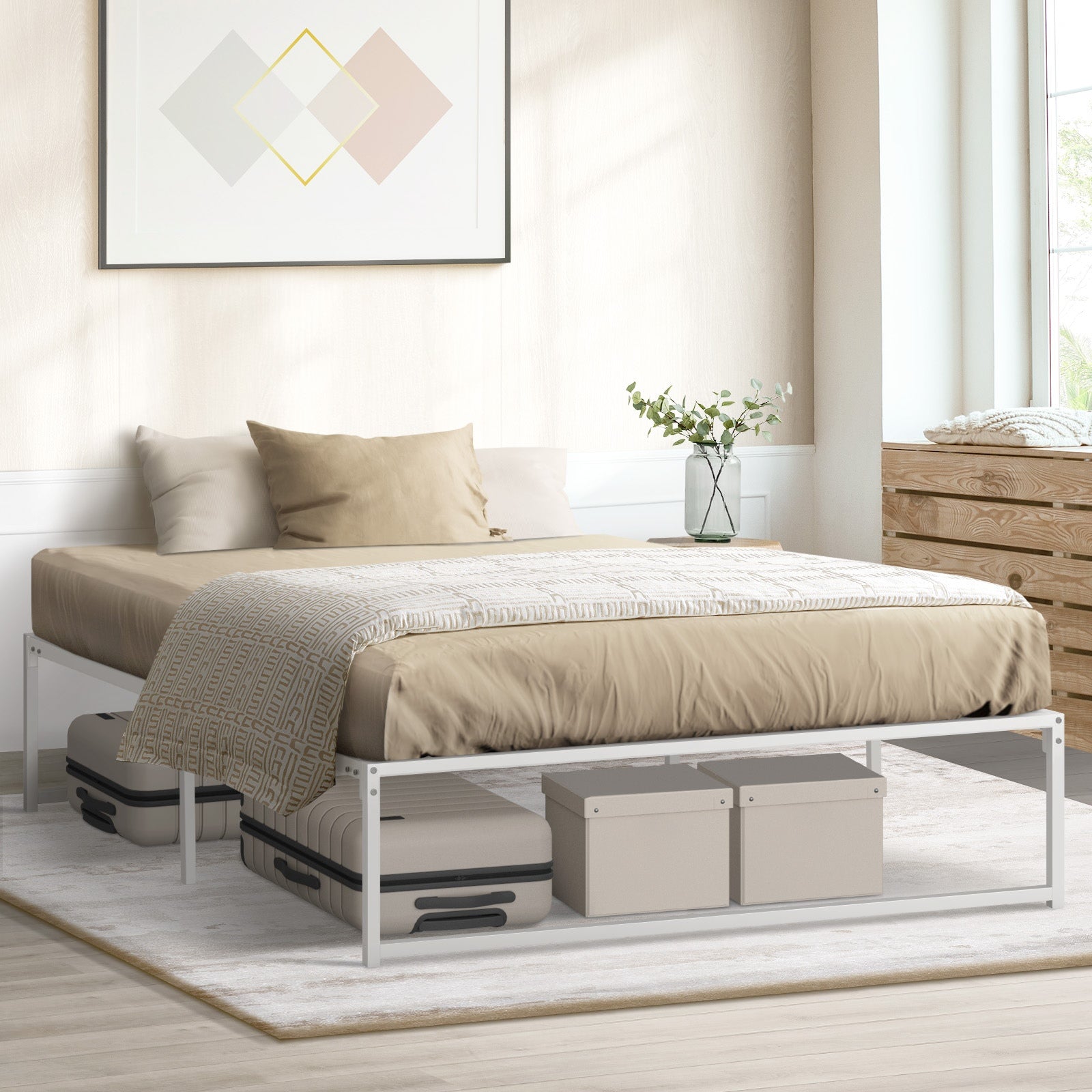 Oikiture Metal Bed Frame Queen Double King Single Beds Base Platform SAM - Sunyee