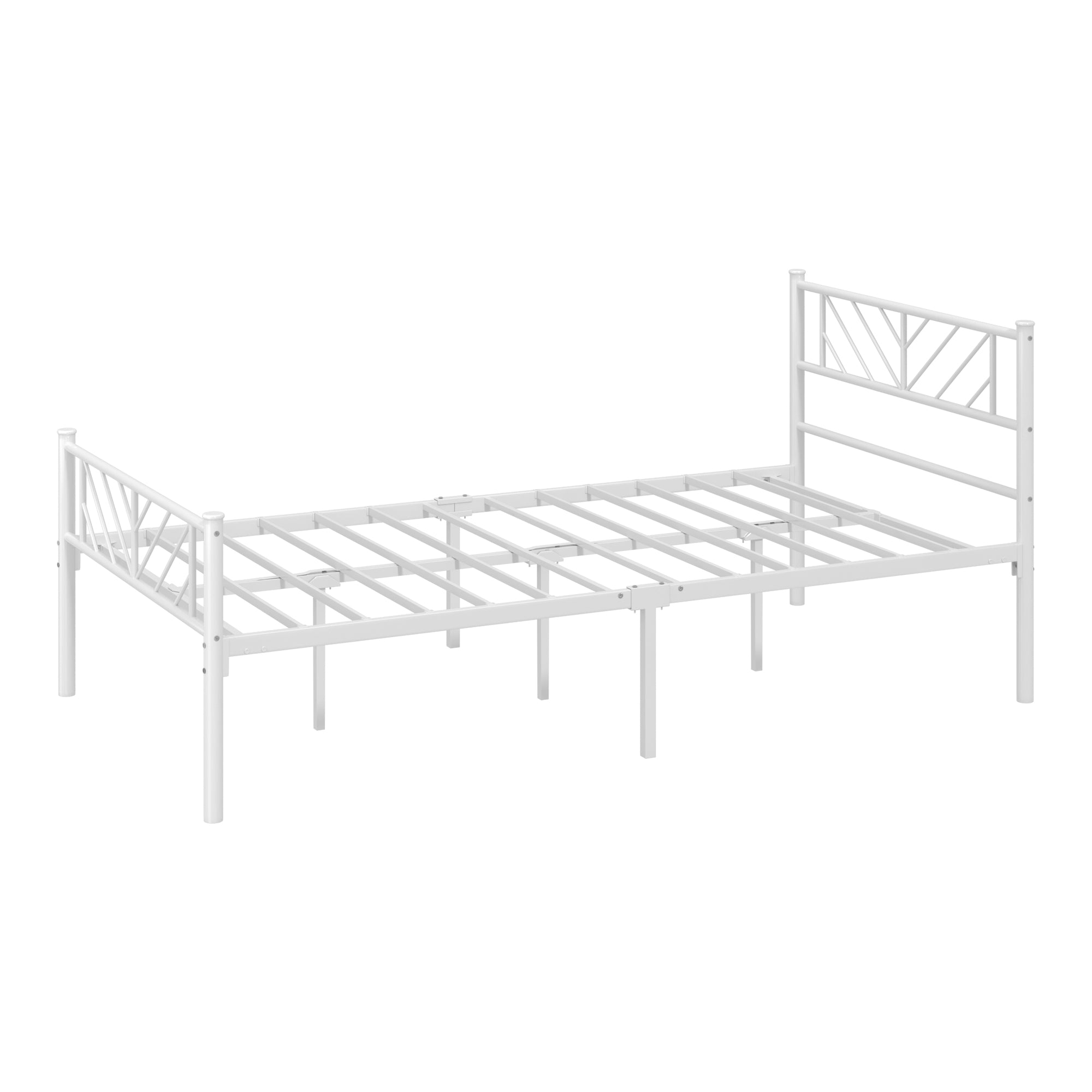 Oikiture Metal Bed Frame King Single Size Metal Base Mattress Platform White