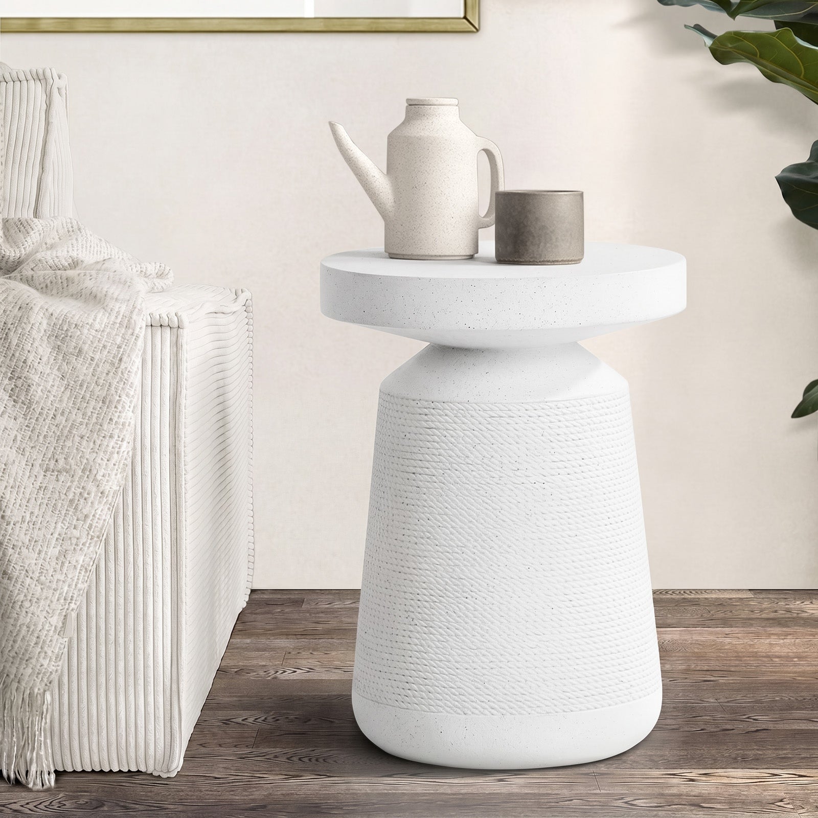 Oikiture Side Table Coffee Bedside Tables End Stool Stand Nightstand White