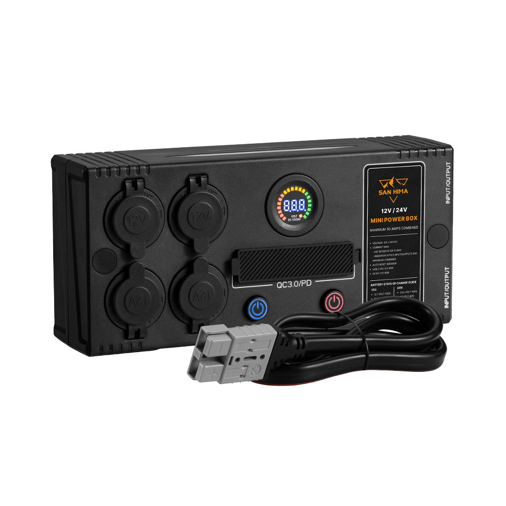San Hima 12V/24V Mini Power Box Portable Control Hub QC 3.0 Ports W/ L