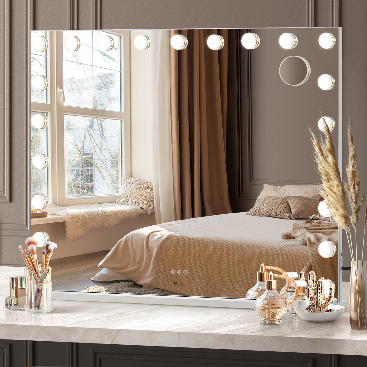 Oikiture Hollywood Makeup Mirror Magnifying 21 LED Bulbs 100x80cm Wall Mirrors - Sunyee