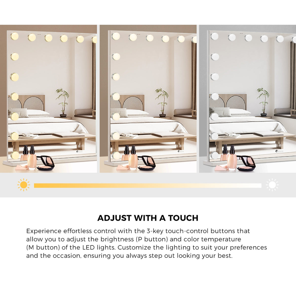 Oikiture Hollywood Makeup Mirror Magnifying 21 LED Bulbs 100x80cm Wall Mirrors - Sunyee
