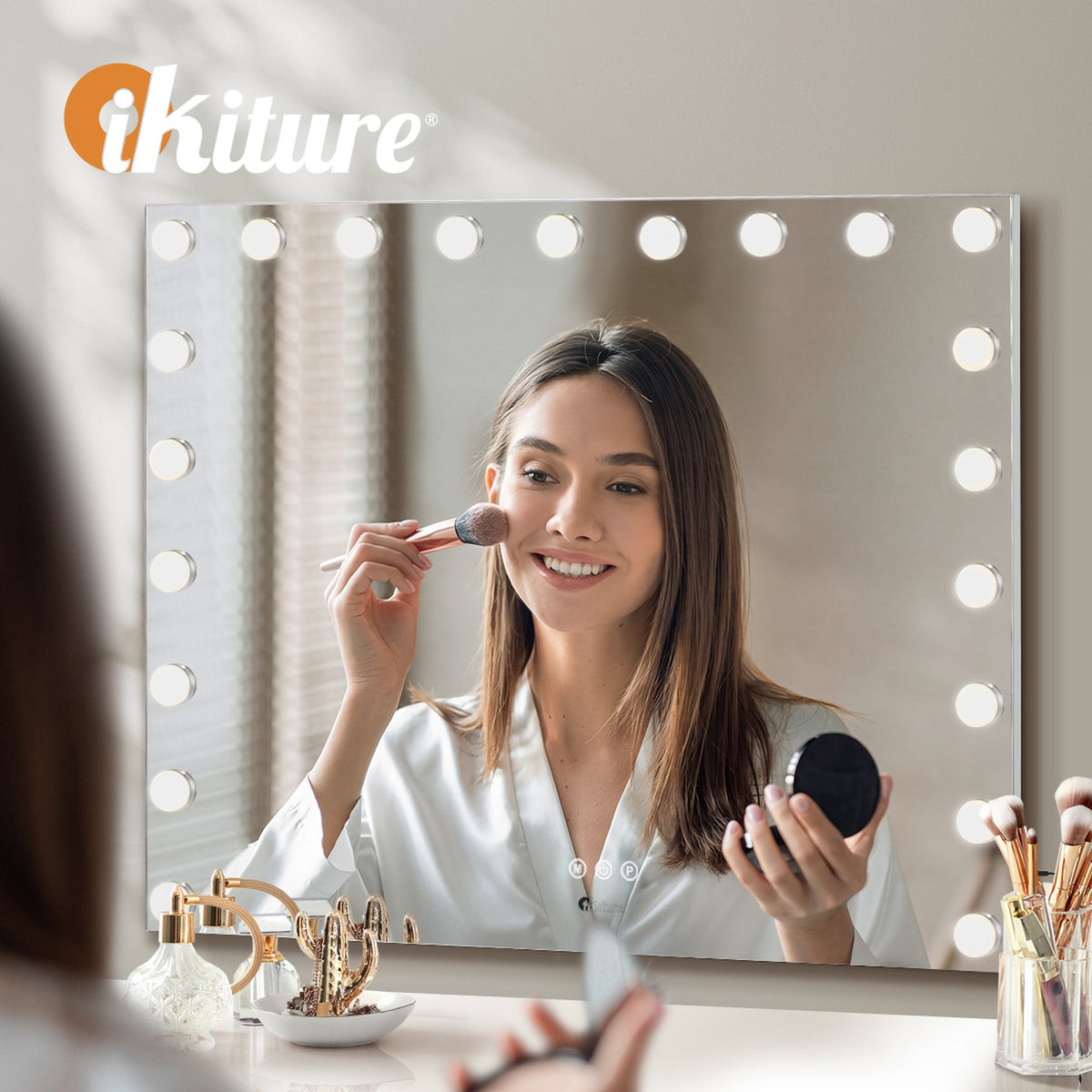 Oikiture Hollywood Makeup Mirror Magnifying 21 LED Bulbs 100x80cm Wall Mirrors - Sunyee