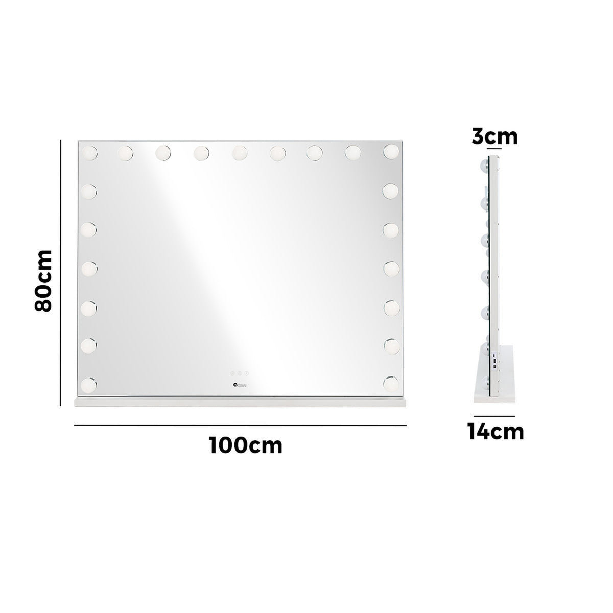 Oikiture Hollywood Makeup Mirror Magnifying 21 LED Bulbs 100x80cm Wall Mirrors - Sunyee