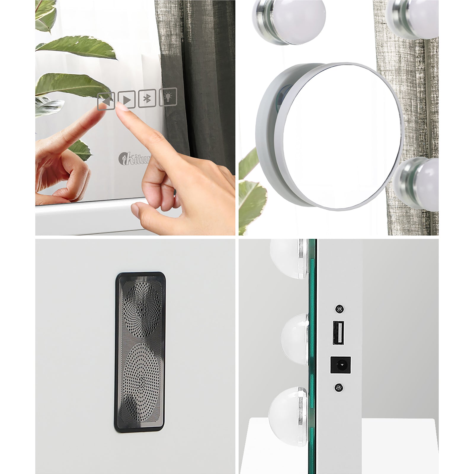 Oikiture Bluetooth Hollywood Makeup Mirrors with LED Light 58x46cm Vanity Mirror - Sunyee