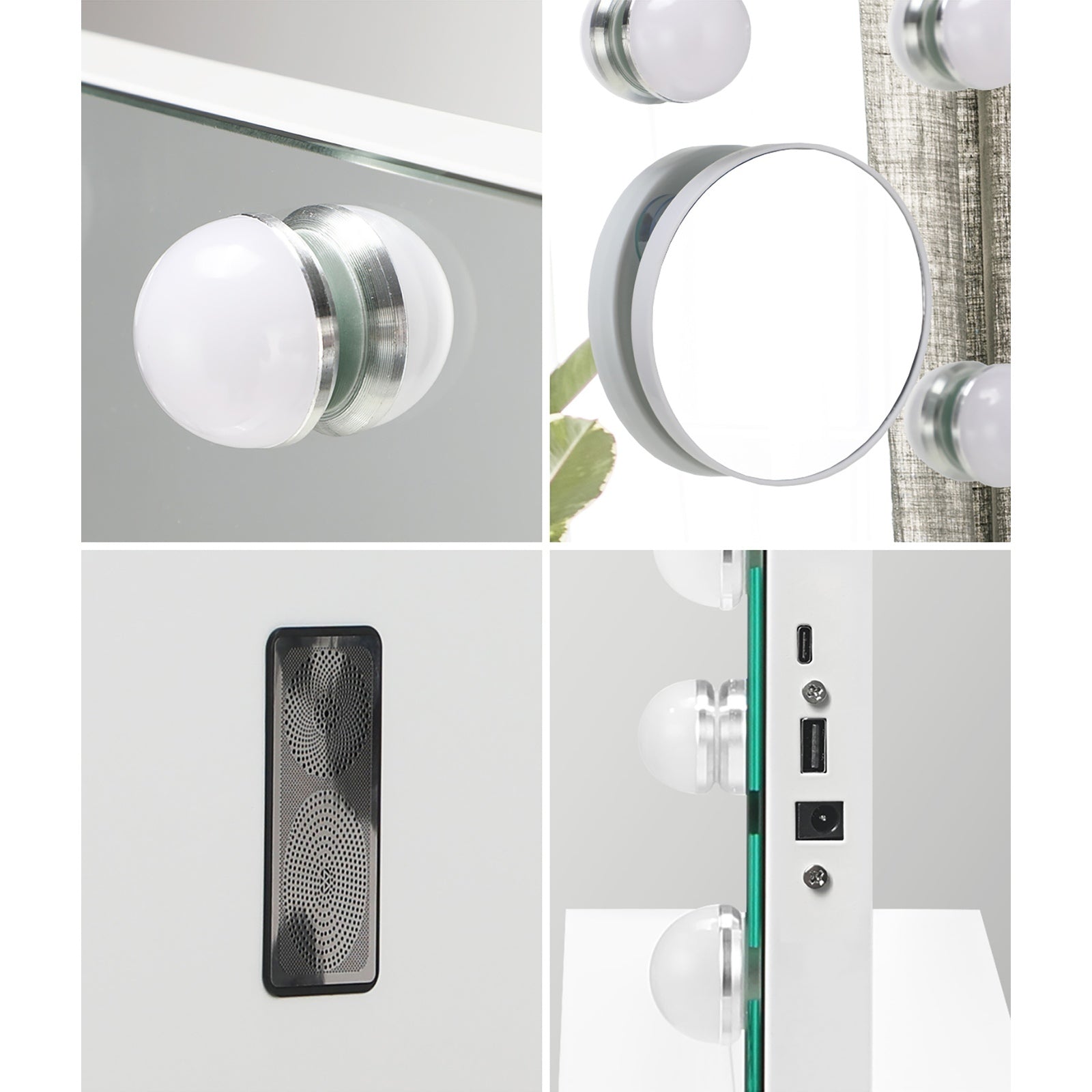 Oikiture Bluetooth Hollywood Makeup Mirrors with LED Light 80x58cm Vanity Mirror - Sunyee