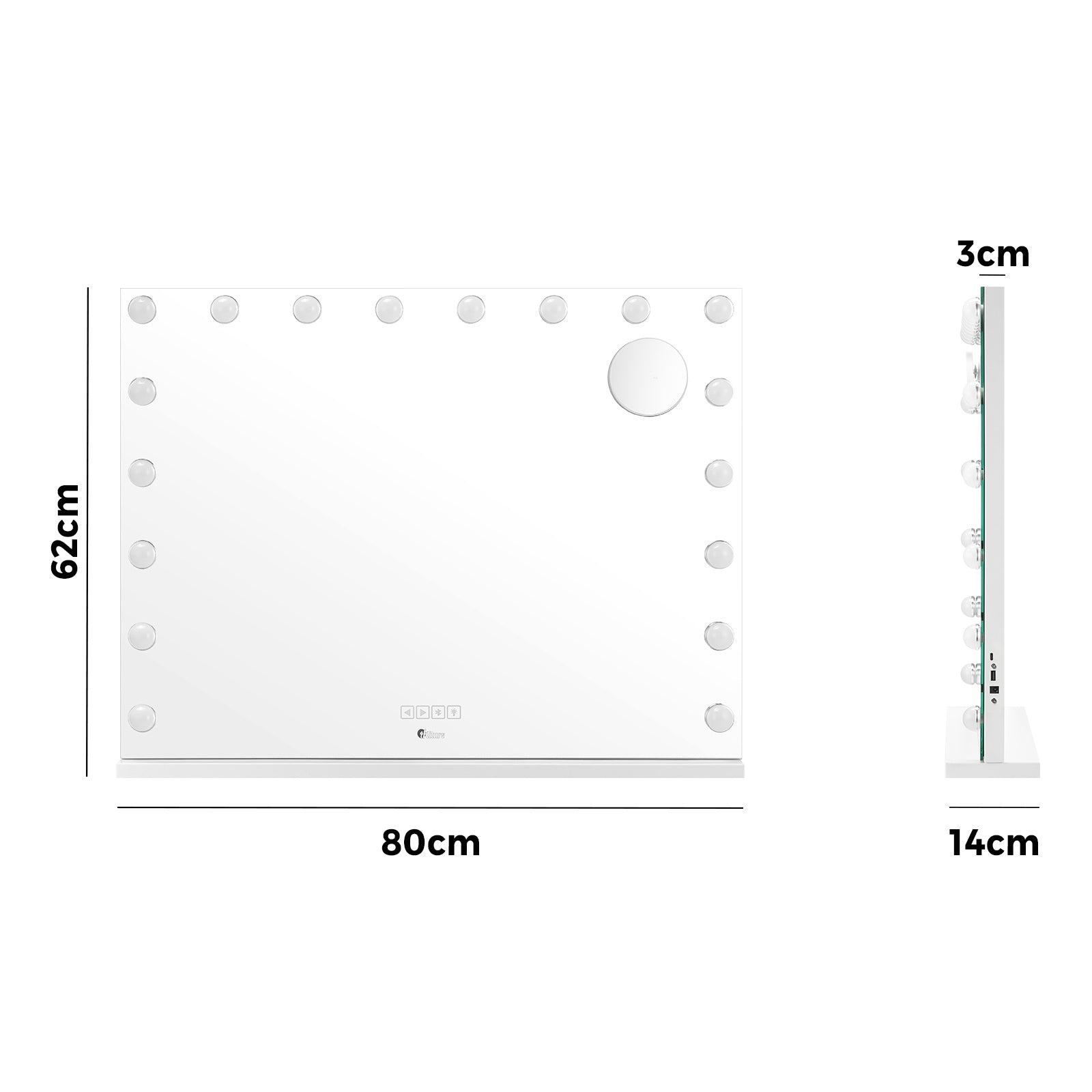 Oikiture Bluetooth Hollywood Makeup Mirrors with LED Light 80x58cm Vanity Mirror - Sunyee