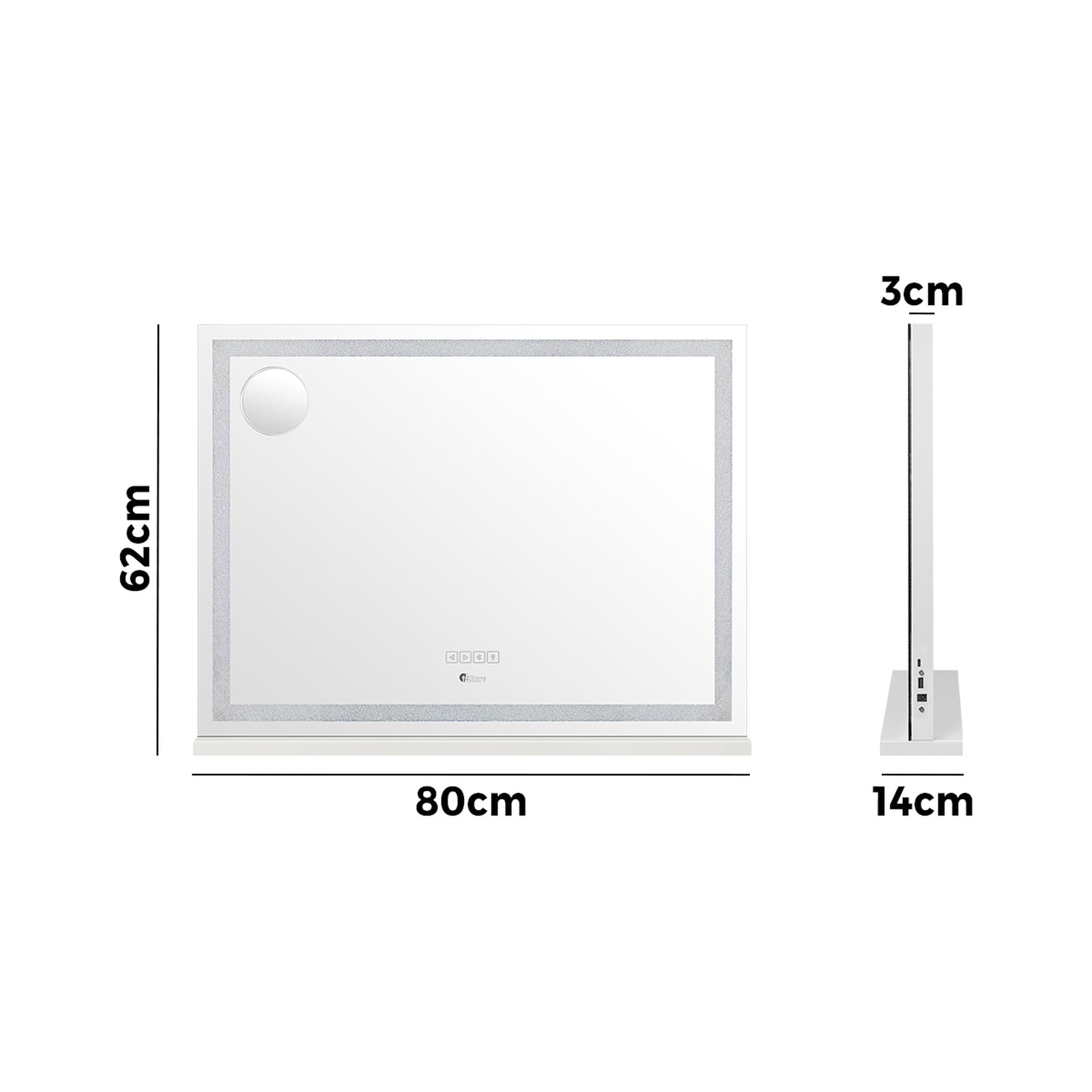 Oikiture Bluetooth Hollywood LED Makeup Mirror 80x62cm Crystal Vanity Mirrors - Sunyee