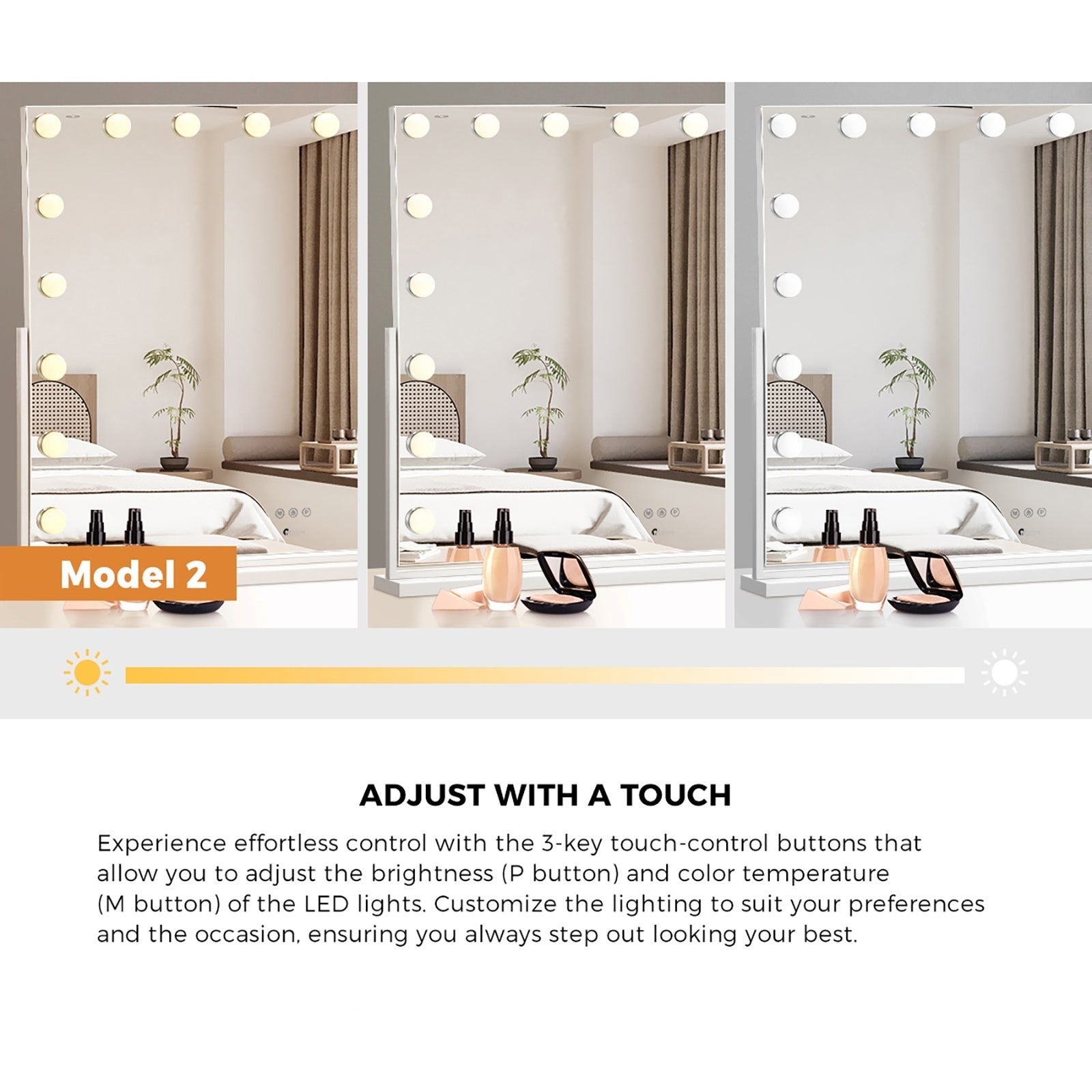 Oikiture Hollywood Mirrors Makeup Magnifying Mirror Bluetooth with LED Lights - Sunyee