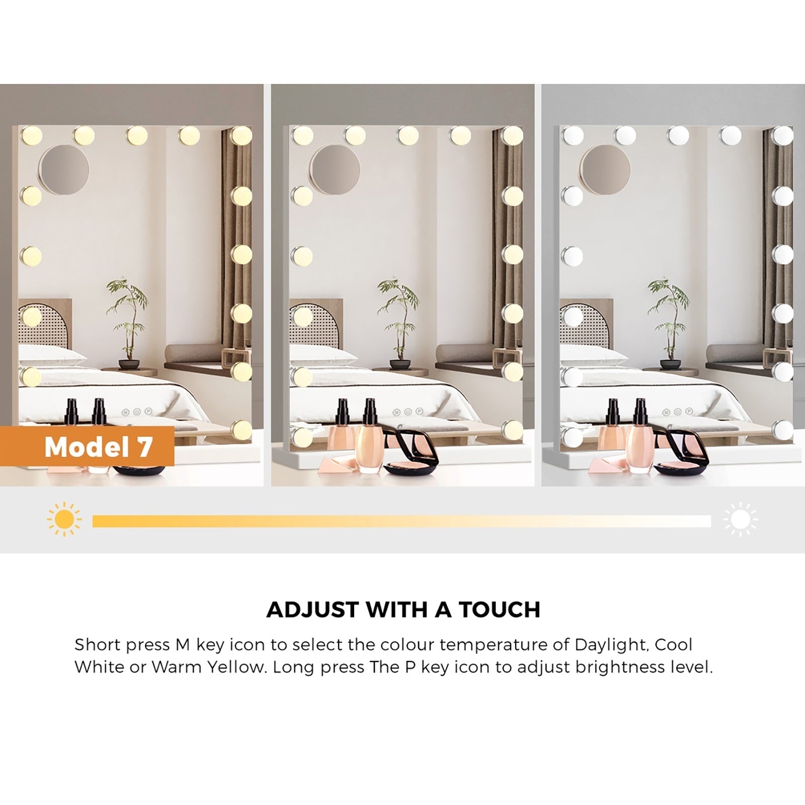 Oikiture Hollywood Mirrors Makeup Magnifying Mirror Bluetooth with LED Lights - Sunyee