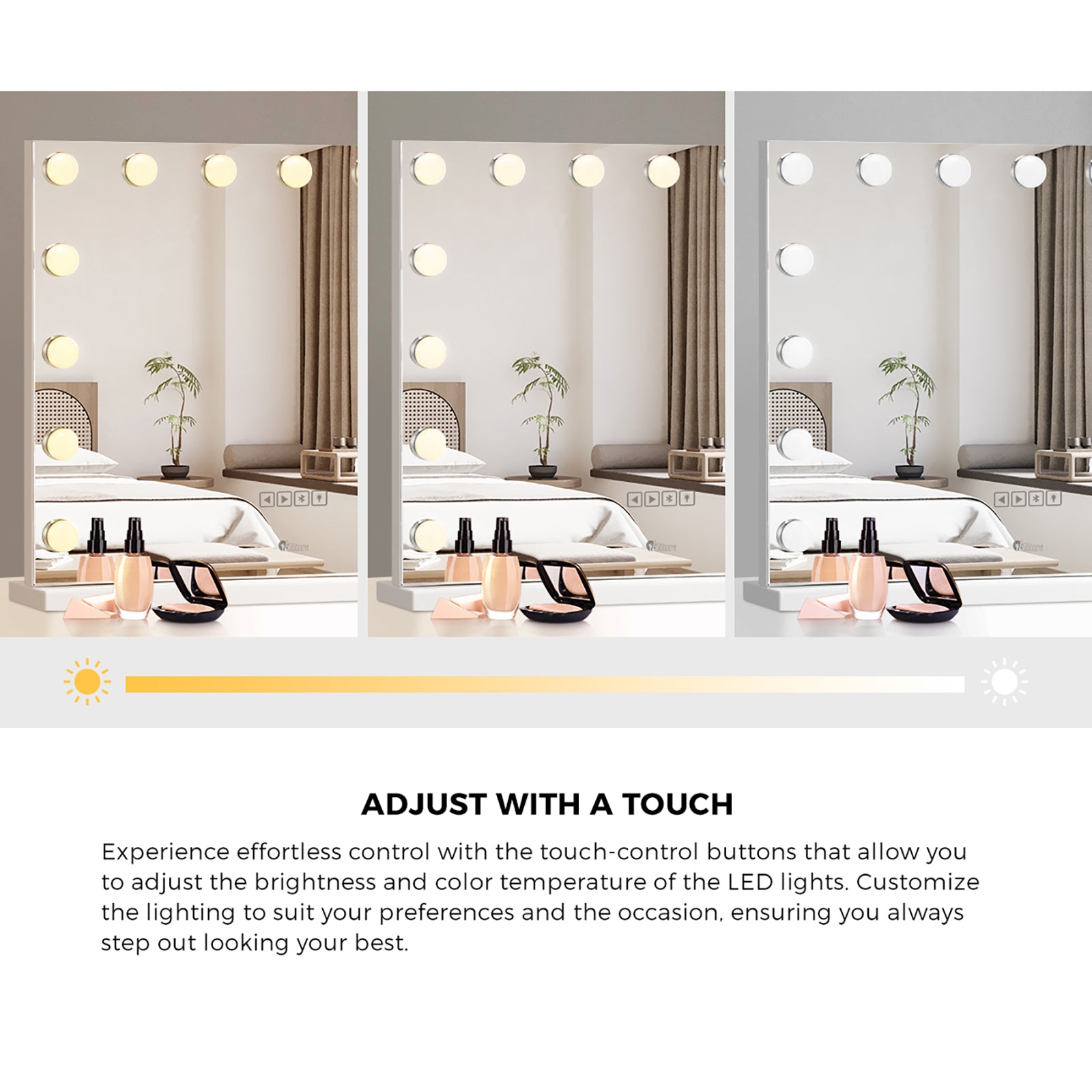 Oikiture Hollywood Mirrors Makeup Magnifying Mirror Bluetooth with LED Lights - Sunyee