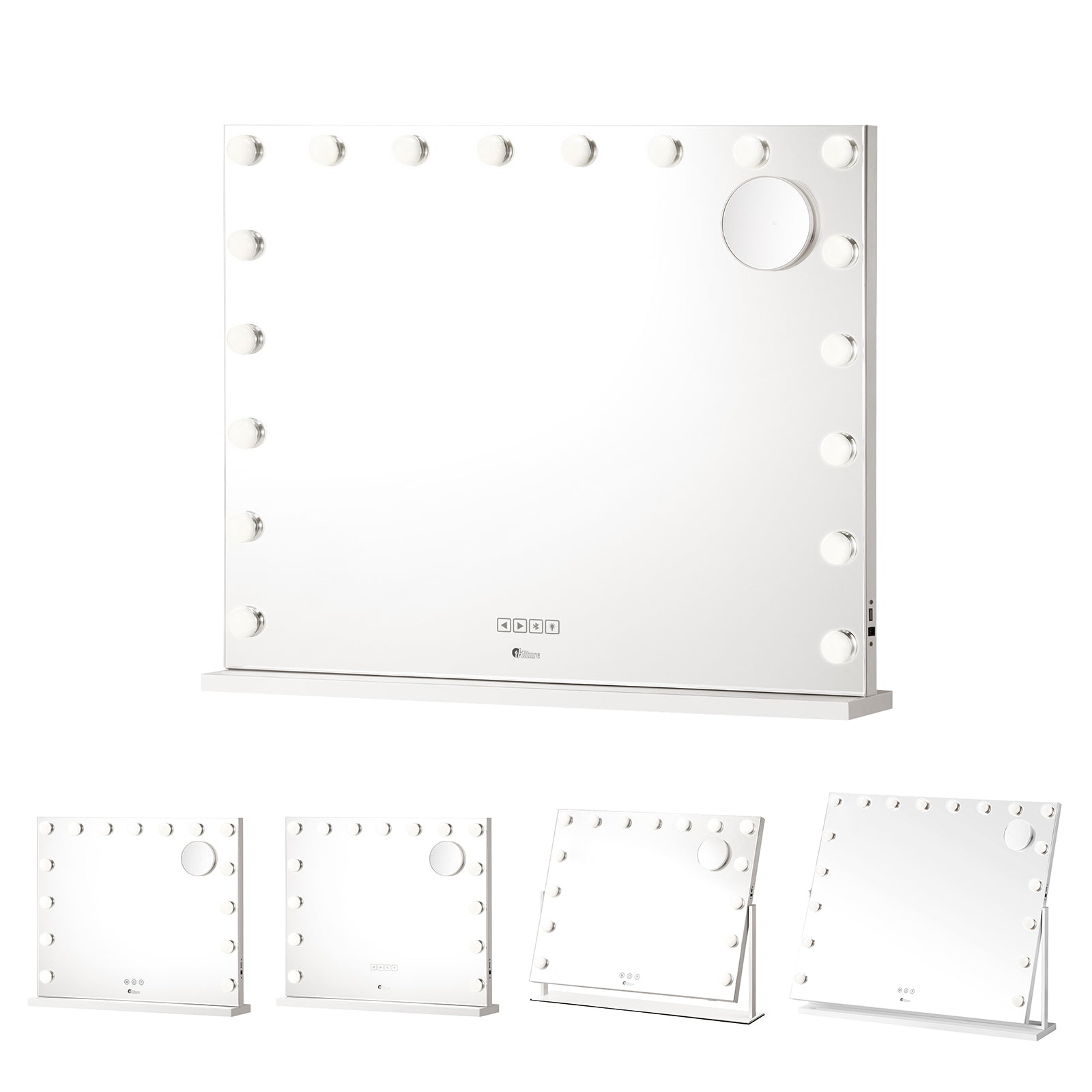 Oikiture Hollywood Mirrors Makeup Magnifying Mirror Bluetooth with LED Lights - Sunyee