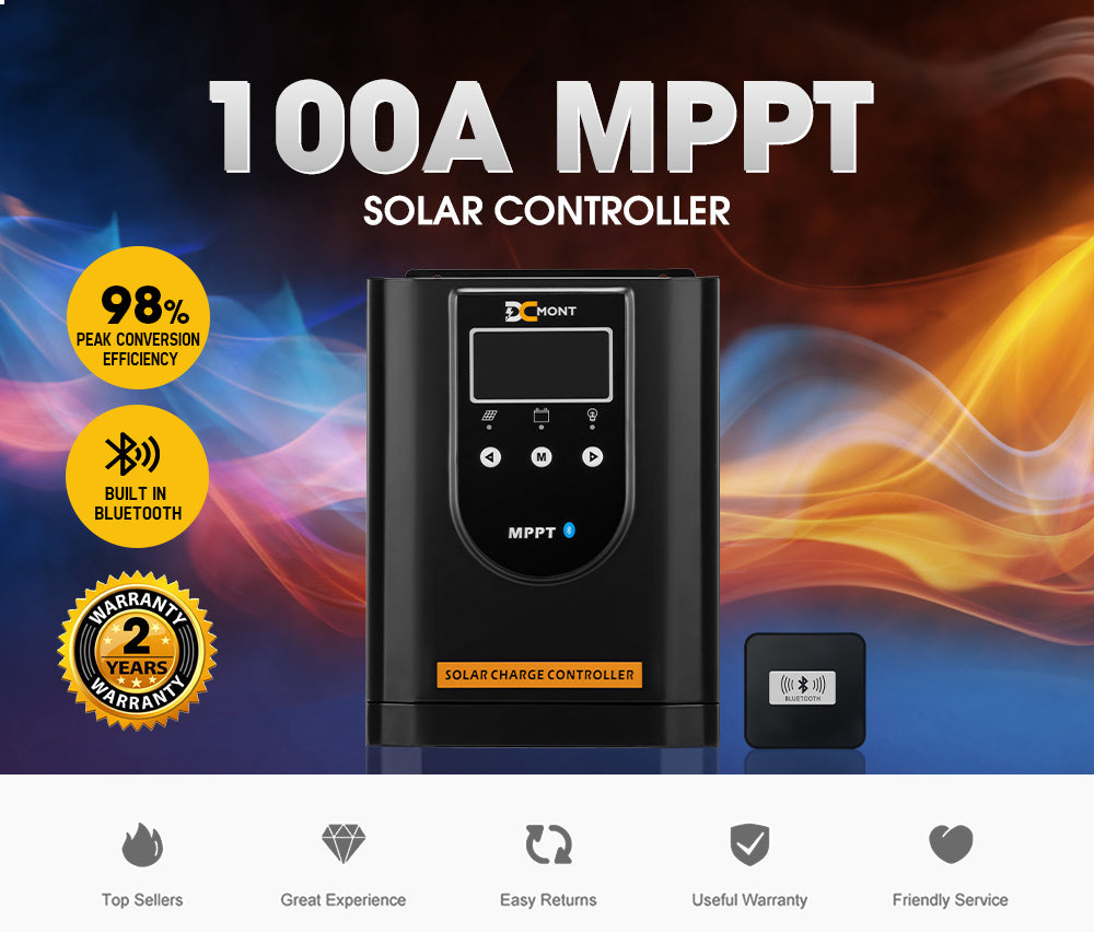 100A MPPT Bluetooth Solar Charge Controller LiFePO4 Battery Compatible - Sunyee