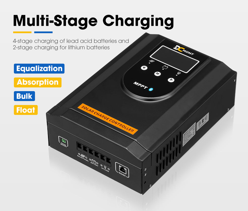 100A MPPT Bluetooth Solar Charge Controller LiFePO4 Battery Compatible - Sunyee