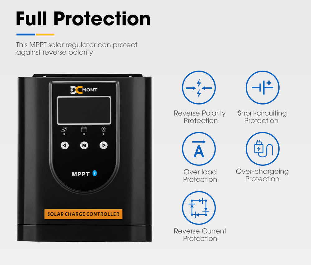 40A MPPT Bluetooth Solar Charge Controller LiFePO4 Battery Compatible - Sunyee