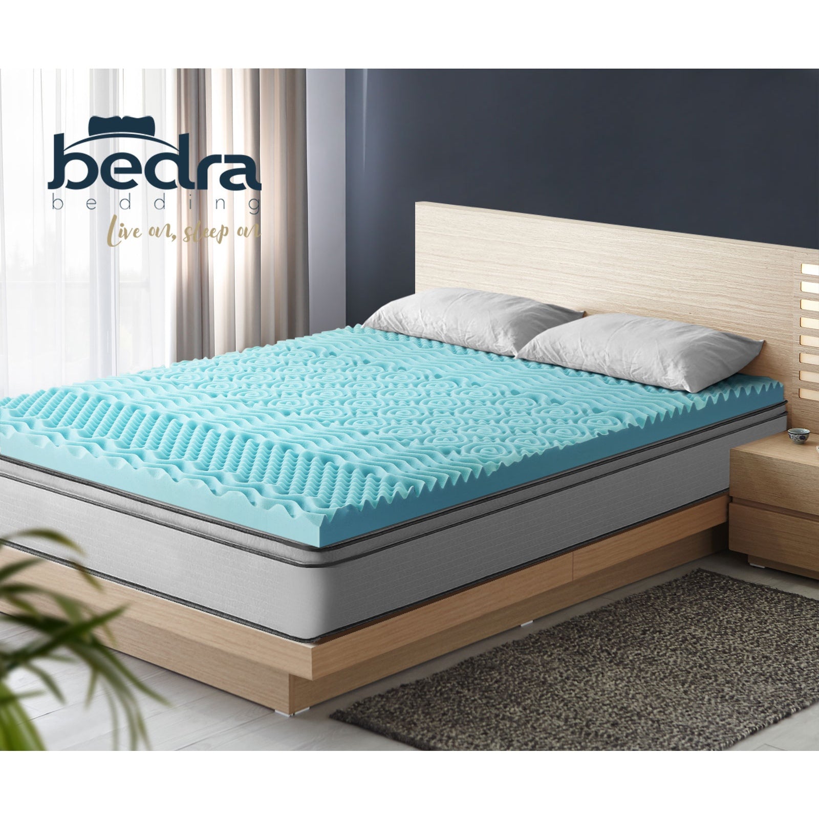 Bedra Memory Foam Mattress Topper 8CM Queen Cool Gel Bed Bamboo Cover 7-Zone