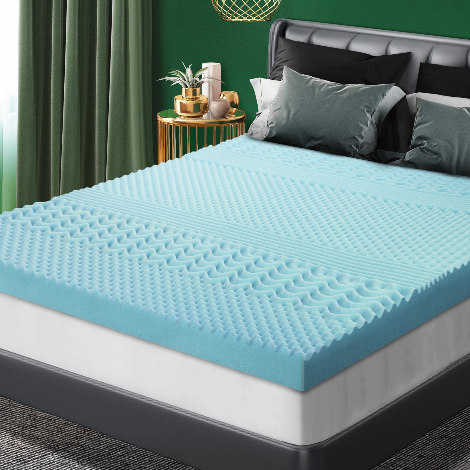 Bedra Memory Foam Mattress Topper Cool Gel Bed Pad Mat 7-Zone Underlay 5/8CM - Sunyee