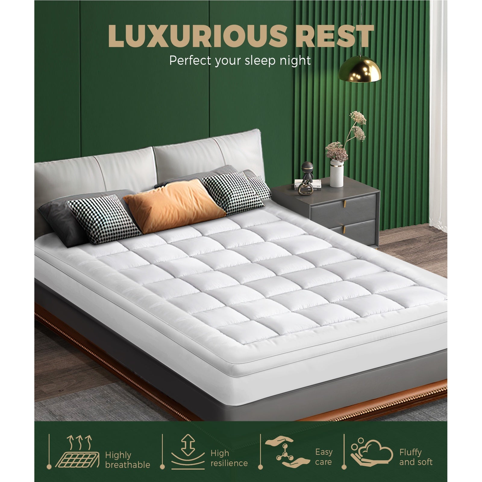 Bedra Mattress Topper Microfibre Pillowtop Protector Underlay Pad All Size - Sunyee