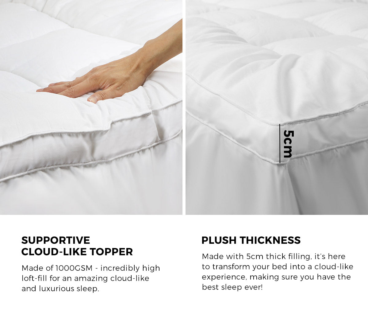 Bedra Bedding Luxury Pillowtop Mattress Topper Mat Pad Protector Cover Single - Sunyee