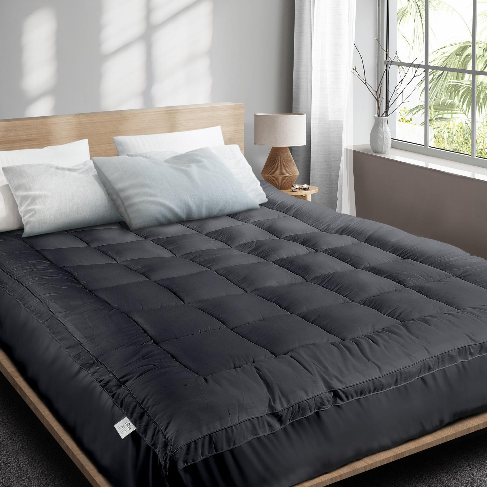 Bedra Bedding Bamboo Charcoal Pillowtop Mattress Topper Protector Cover Double