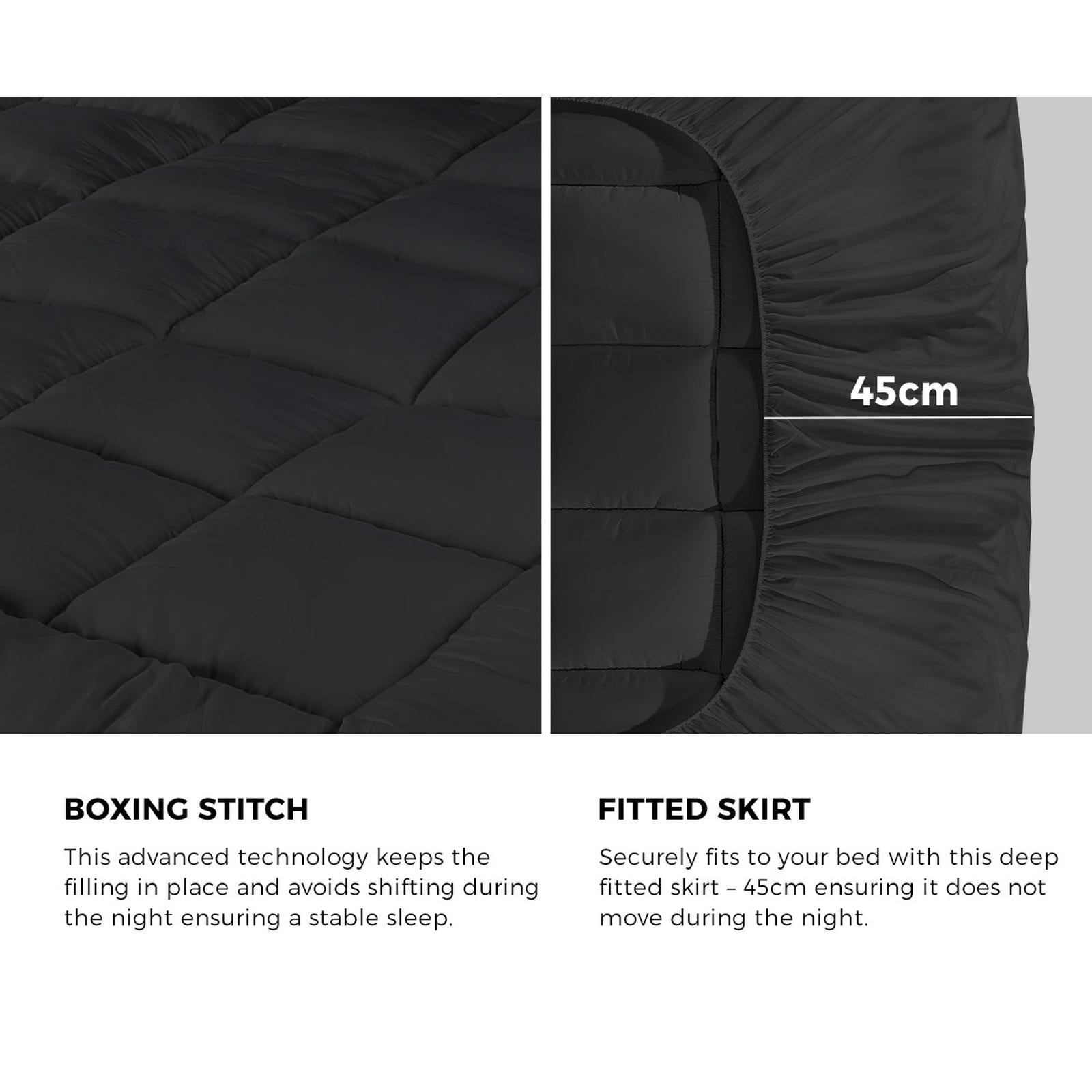 Bedra Bedding Bamboo Charcoal Pillowtop Mattress Topper Protector Cover Double